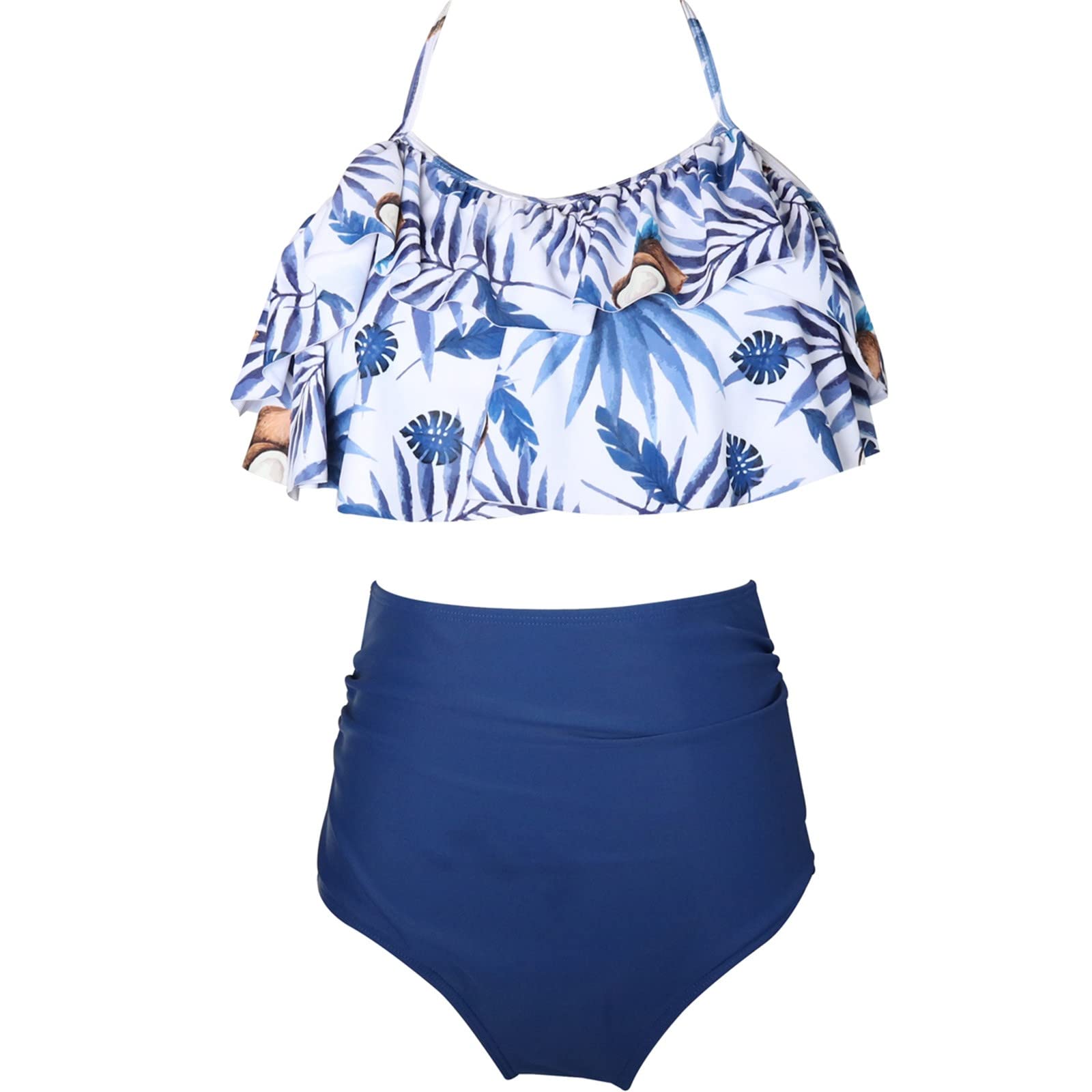Two Piece Girls Ruffled Bikini Set | Floral Print Baby Swimwear | UV Protection Beach Cover Up for Toddlers & Kids Age 12 | Perfect for Pool, Beach Vacation & Summer Water Activities