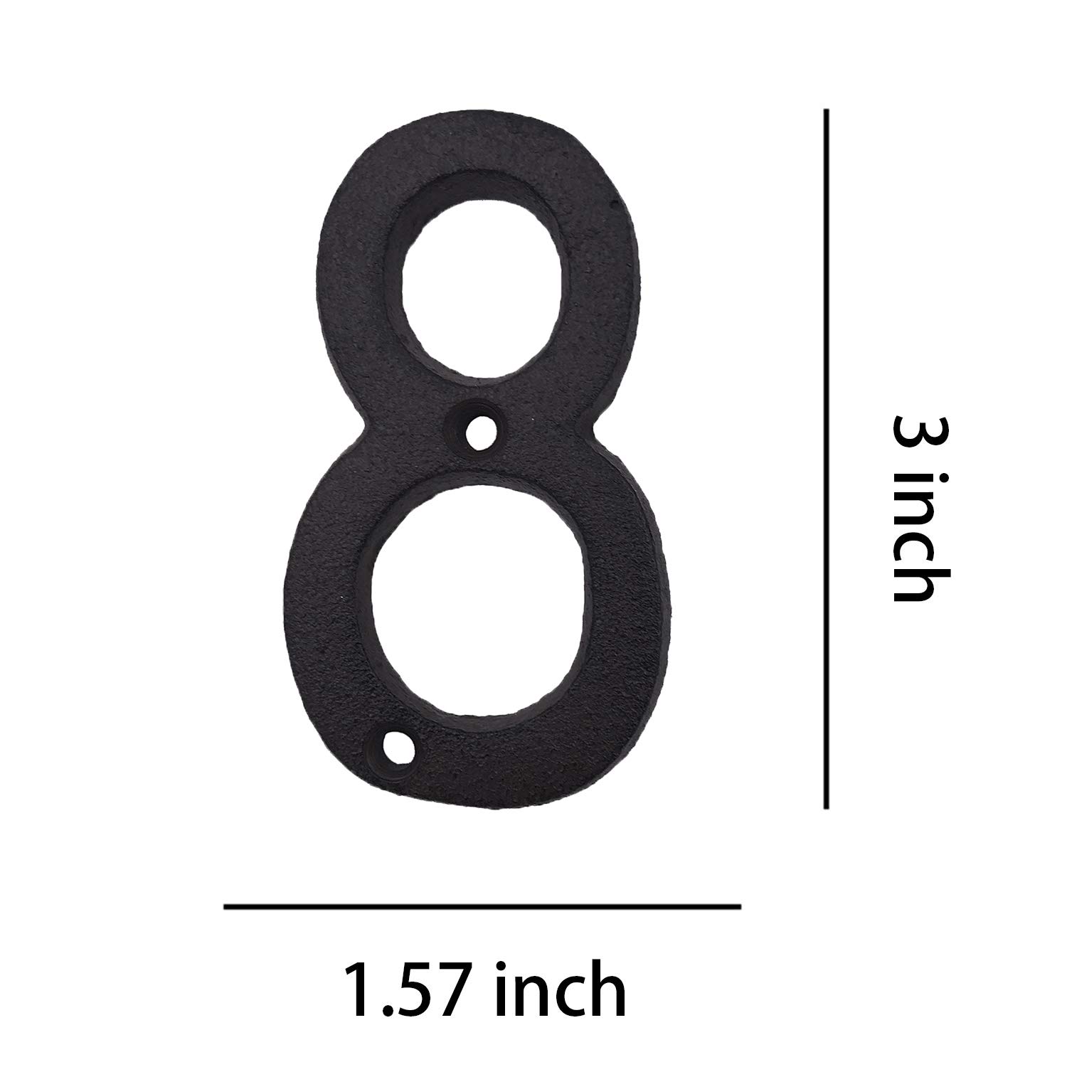 3 Inch Cast Iron House Numbers - Durable Mailbox & Home Address Plaque (Number 8) - Perfect for Front Door, Porch, Fence & Outdoor Property Identification