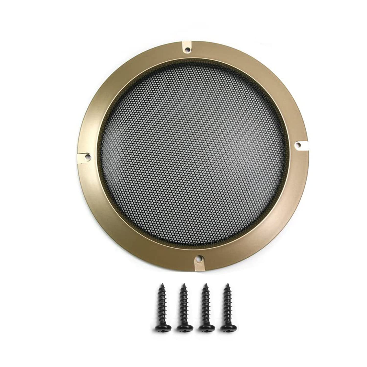 Fielect 6.5 Inch Gold Speaker Grill Cover - Decorative Subwoofer Mesh Guard for Home Theater, Car Audio, and Studio Protection - Premium Audio Accessories