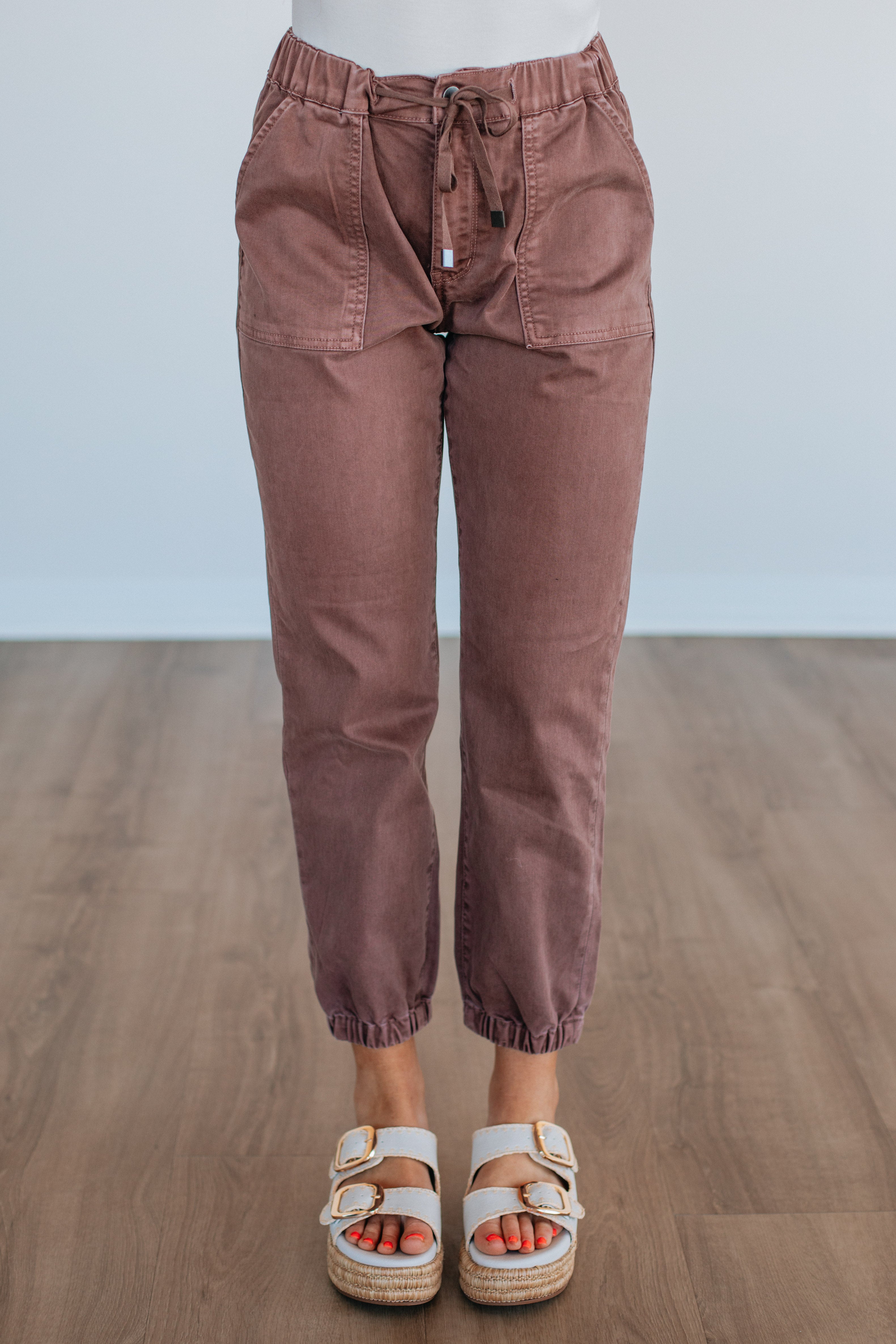 Drea Mica Joggers for Women - Soft Cocoa Brown High Waisted Lounge Pants - Perfect for Yoga, Running & Casual Wear