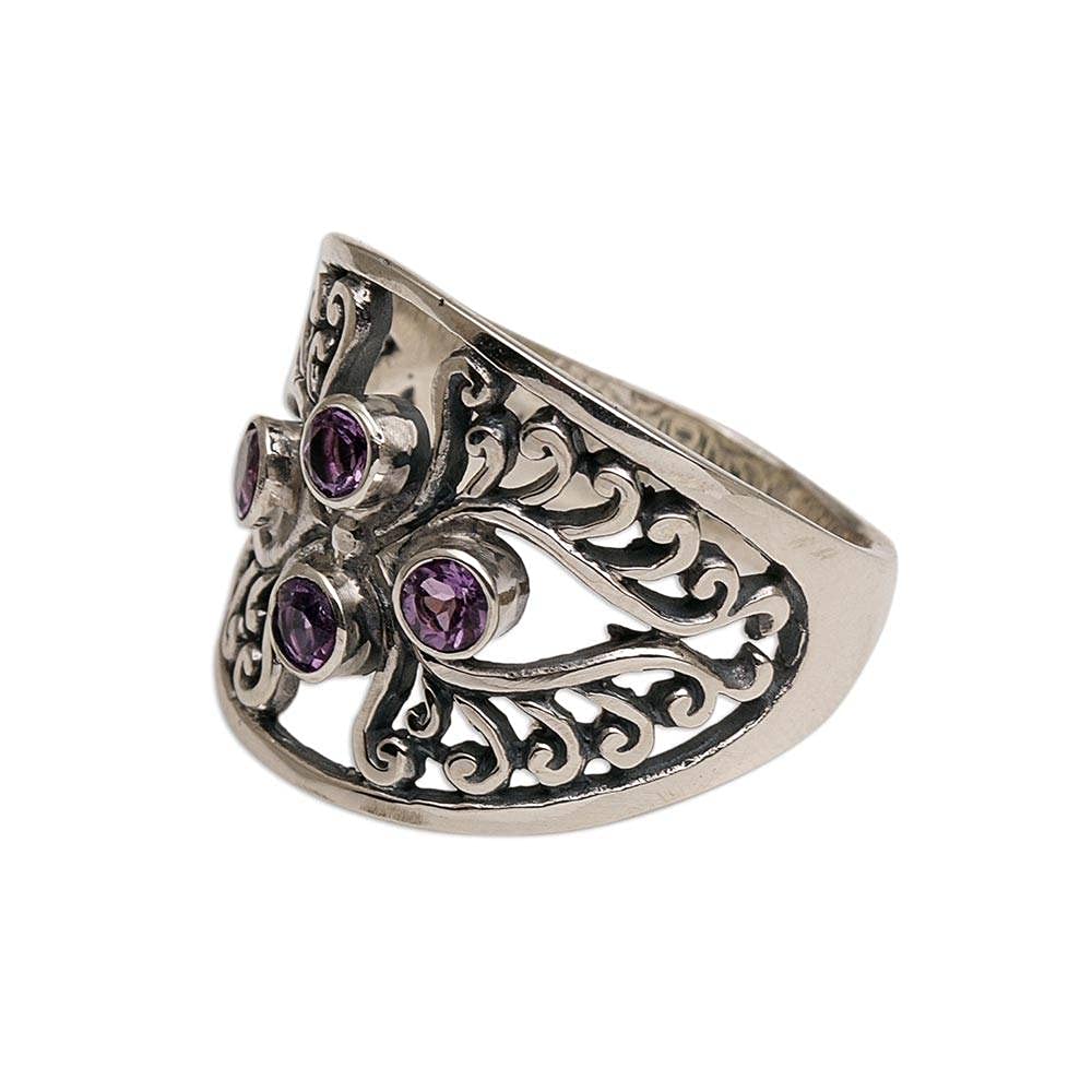 Vine Queen Amethyst .925 Sterling Silver Ring for Women | Handmade Bohemian Jewelry | Perfect for Gifts, Weddings & Special Occasions