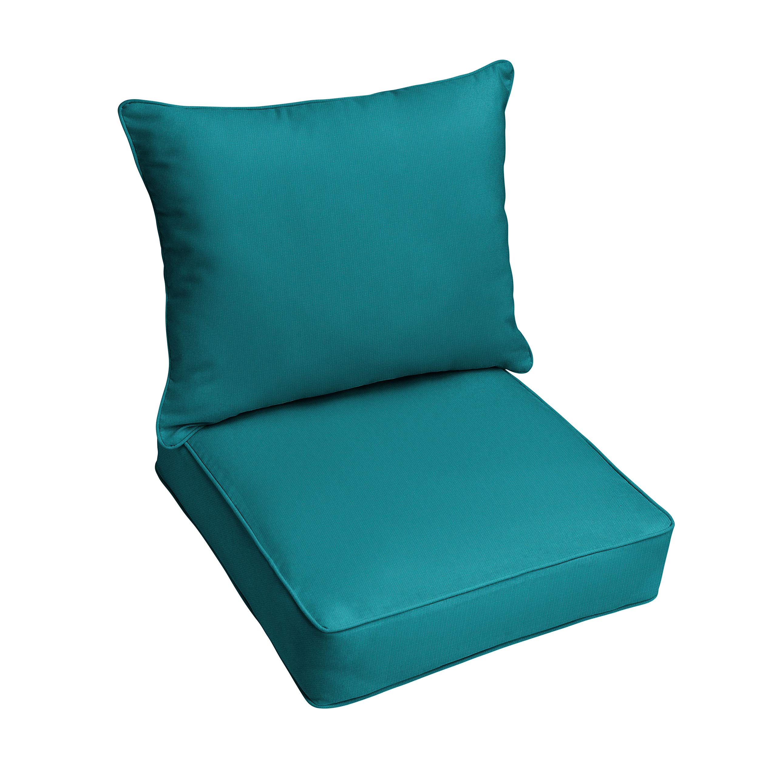 Sorra Home Sunbrella Spectrum Peacock Outdoor Seat and Back Cushion Set - Waterproof, UV-Resistant Patio Furniture Cushions for Deck, Poolside, and Garden Lounge Chairs