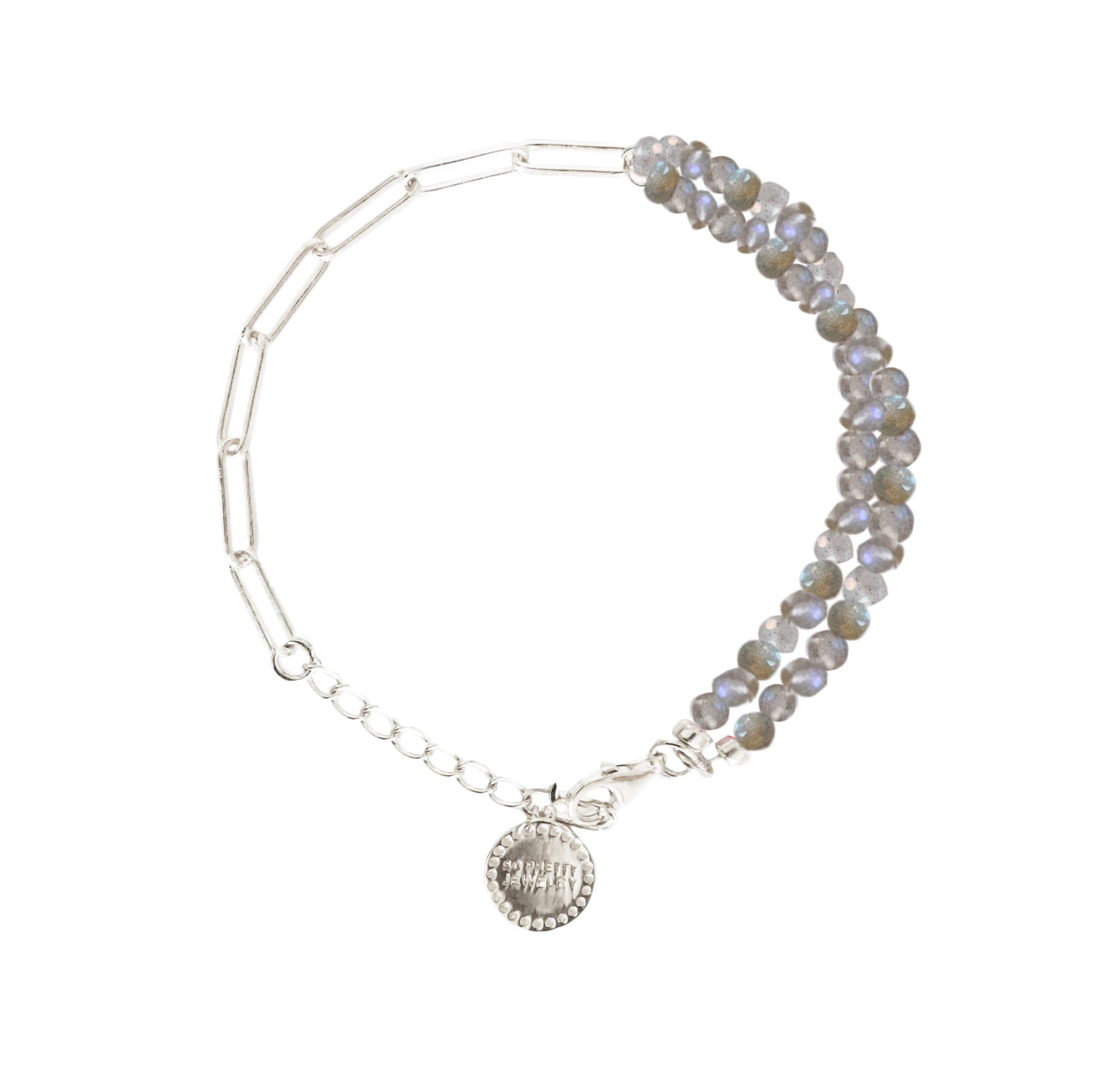 POISE Beaded Link Bracelet - Genuine Labradorite & Sterling Silver 7-8 Inch Adjustable | Elegant Jewelry for Women, Perfect for Parties, Weddings & Everyday Wear
