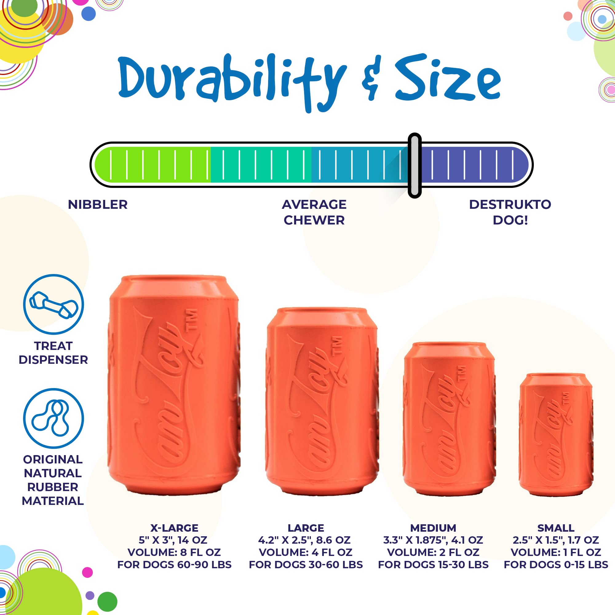 **SodaPup Soda Can Dog Chew Toy – Durable Non-Toxic Natural Rubber Treat Dispenser for Mental Stimulation & Anxiety Relief – USA Made Pet Safe Chewing Toy for Aggressive Chewers – Perfect for Playtime, Training & Stress Relief**