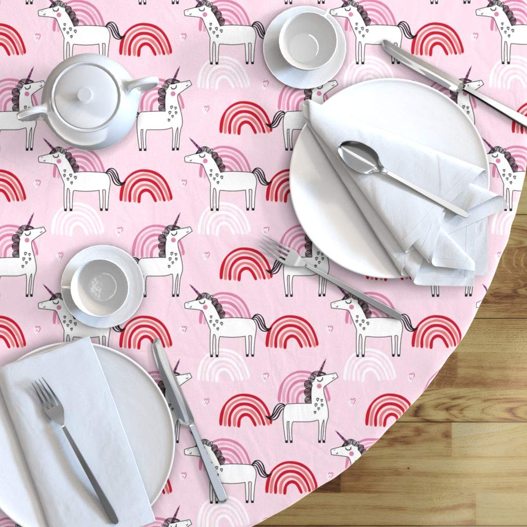 Custom Unicorn Rainbow Princess Cotton Sateen Tablecloth 90