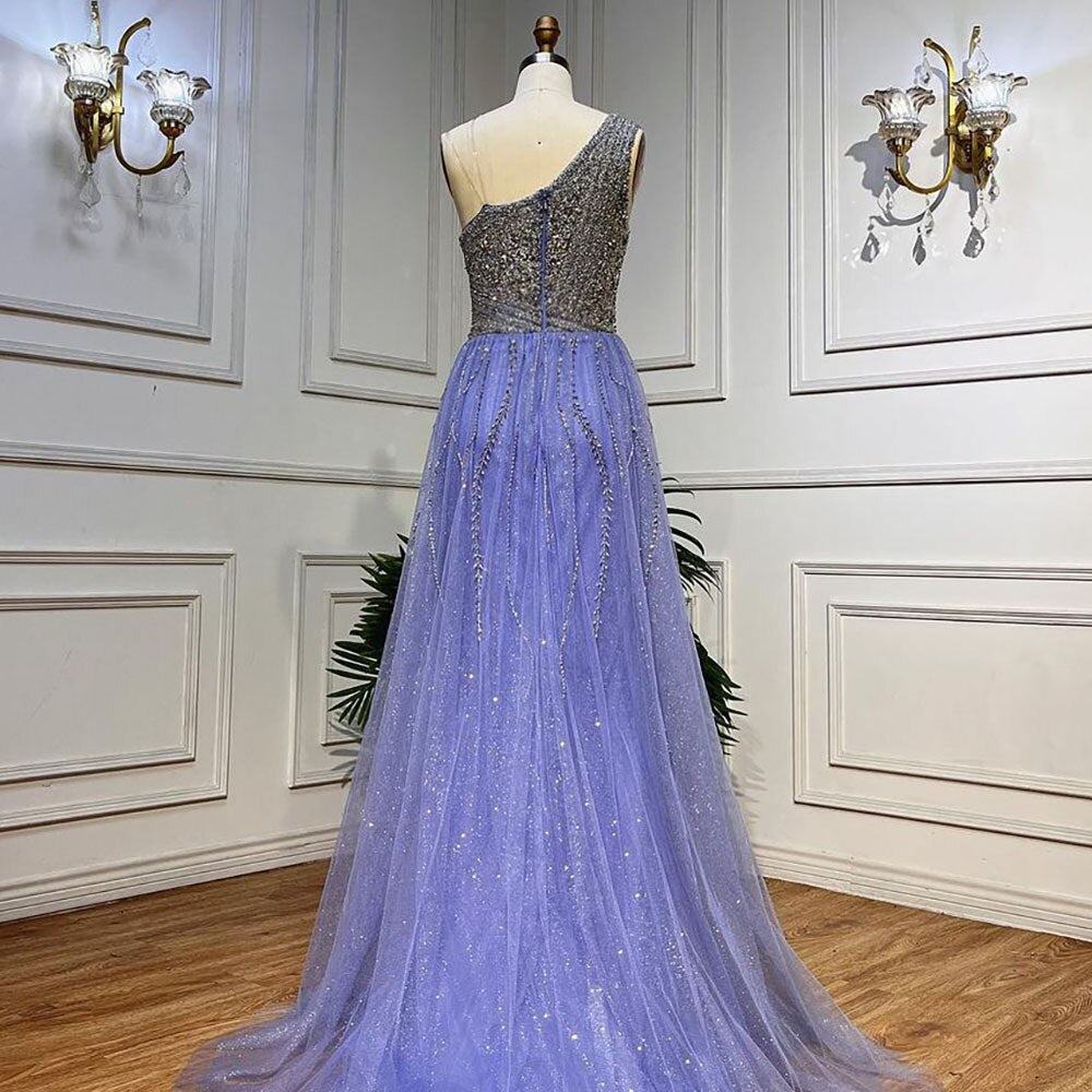Serene Hill Lilac Mermaid One Shoulder Beaded Luxury Evening Dress for Women - Wedding, Prom, Gala & Formal Party Gown LA72031 | Elegant Night Out & Special Occasion Wear