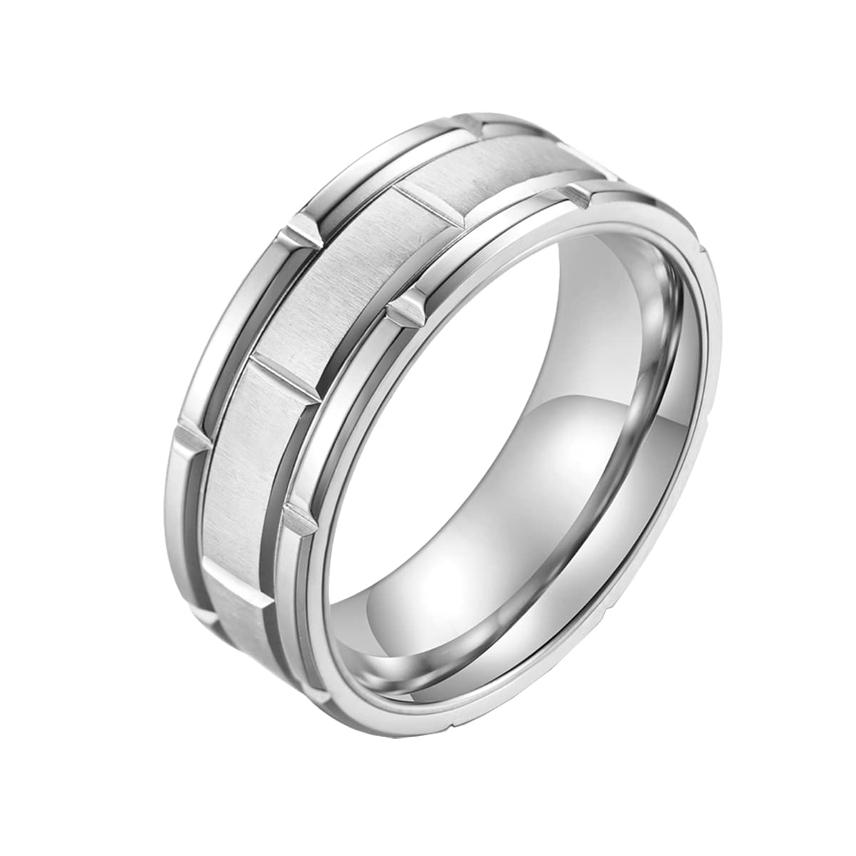 Titanium Men's Wedding Ring - Silver Gold Brushed Steel for Engagement & Gifts (8-13)