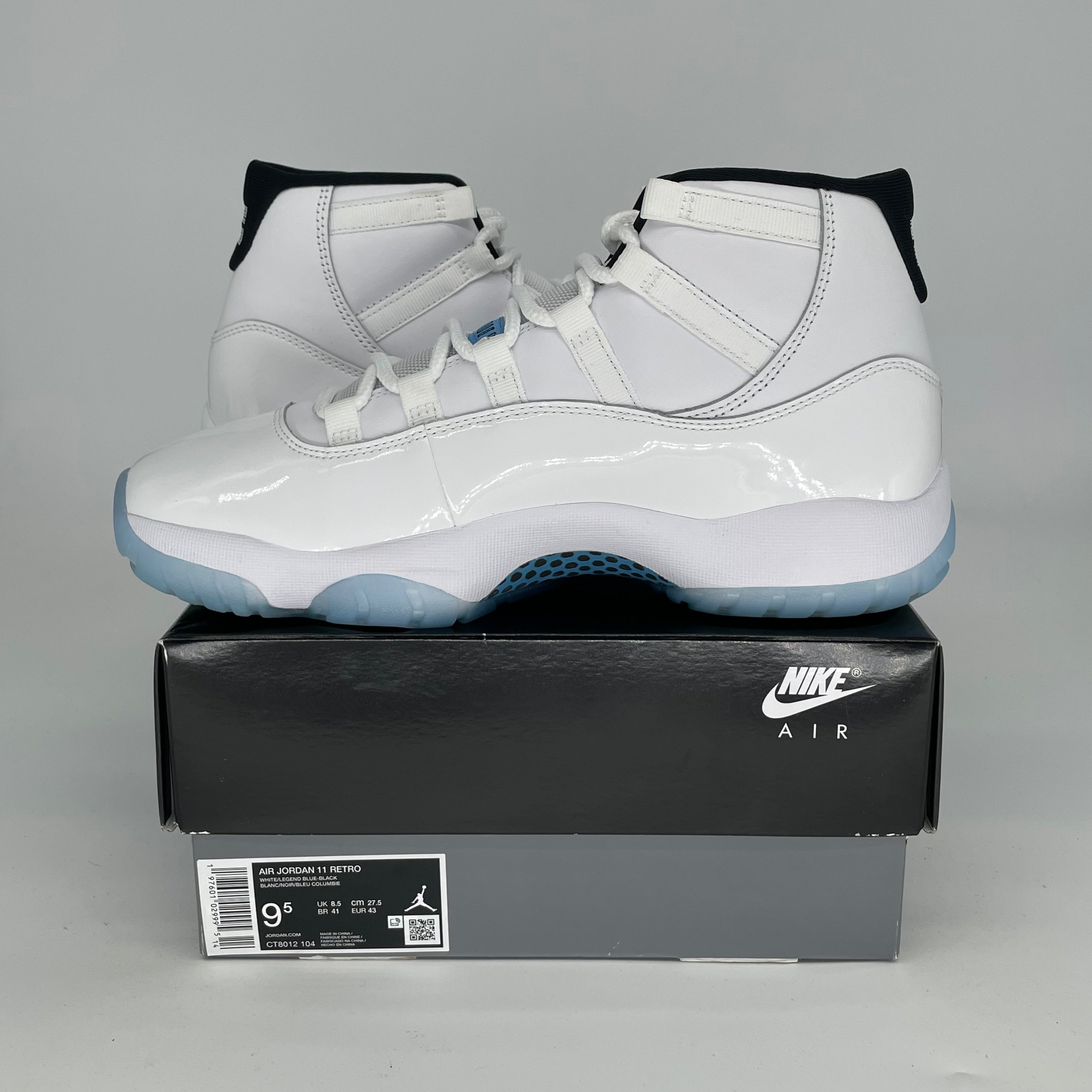 AIR JORDAN 11 Retro 'Legend Blue' Basketball Shoes - Men's Size 9.5/Women's Size 11 - Style CT8012-104 | Perfect for Court Performance & Streetwear Fashion