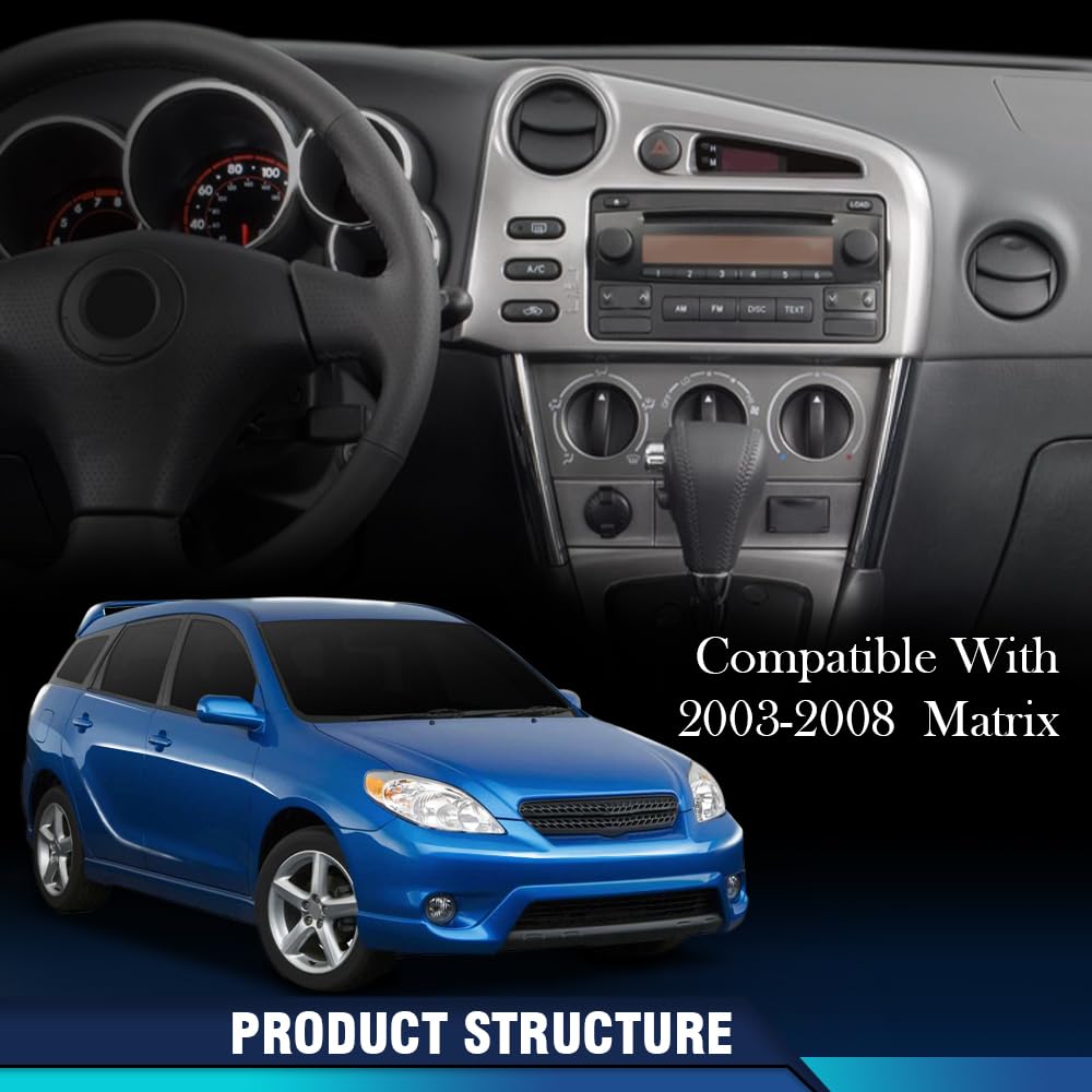 PIT66 Silver Dash Center Radio Bezel Vent Trim Compatible with 2003-2008 Toyota Matrix & Pontiac Vibe - Direct Fit Replacement with OEM Button Configuration | Perfect for Car Interior Upgrade & Audio System Installation