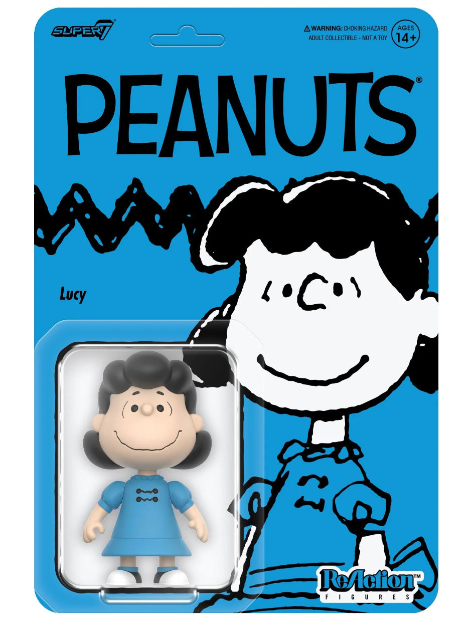 Peanuts Lucy Super7 ReAction Figure - Vintage Collectible Toy for Fans, Cartoon Character Action Figure - Perfect for Display, Gifts, and Comic Conventions