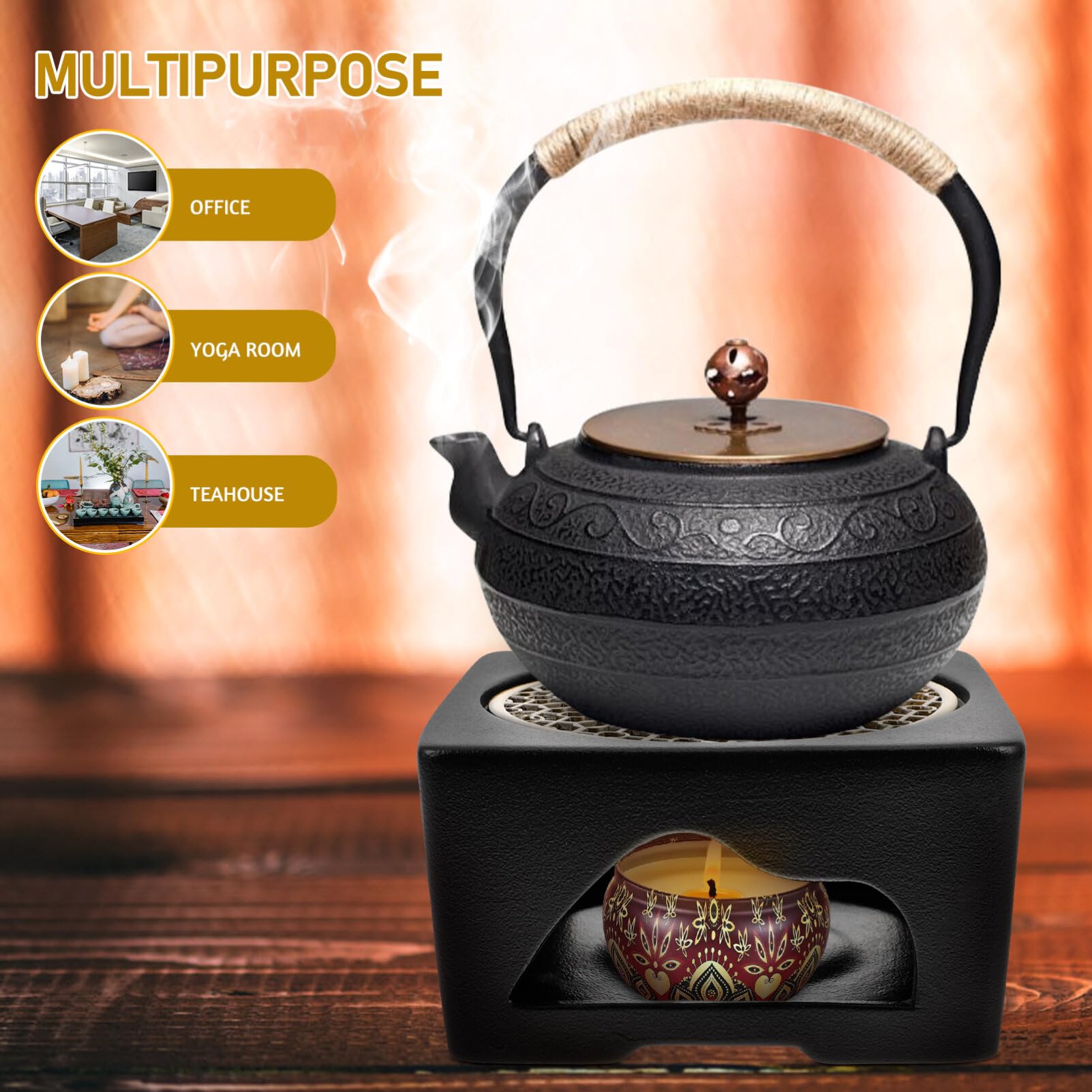 Vintage Ceramic Teapot Warmer & Coffee Warmer Base - Handcrafted Tea Kettle Heater for Glass Teapots, Cast Iron Kettles & Ceramic Pots | Perfect for Home, Office & Tea Ceremonies