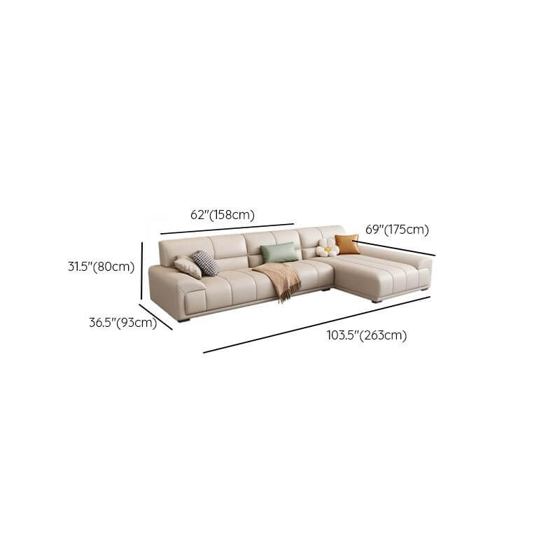 L-Shaped Sectional Sofa with Chaise Lounge - Reversible Right/Left Facing, Solid Pine Wood Frame & Hidden Support - Perfect for Living Room, Home Theater or Office Lounge