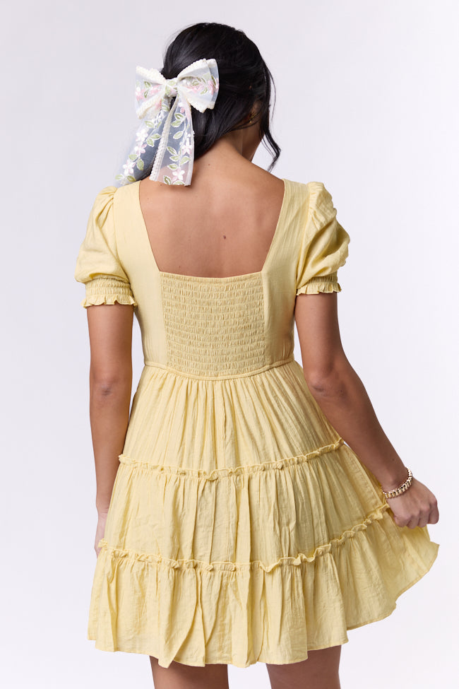 Yellow Babydoll Short Sleeve Mini Dress - Cute & Comfortable Summer Dress for Women | Perfect for Beach, Party & Casual Outfits