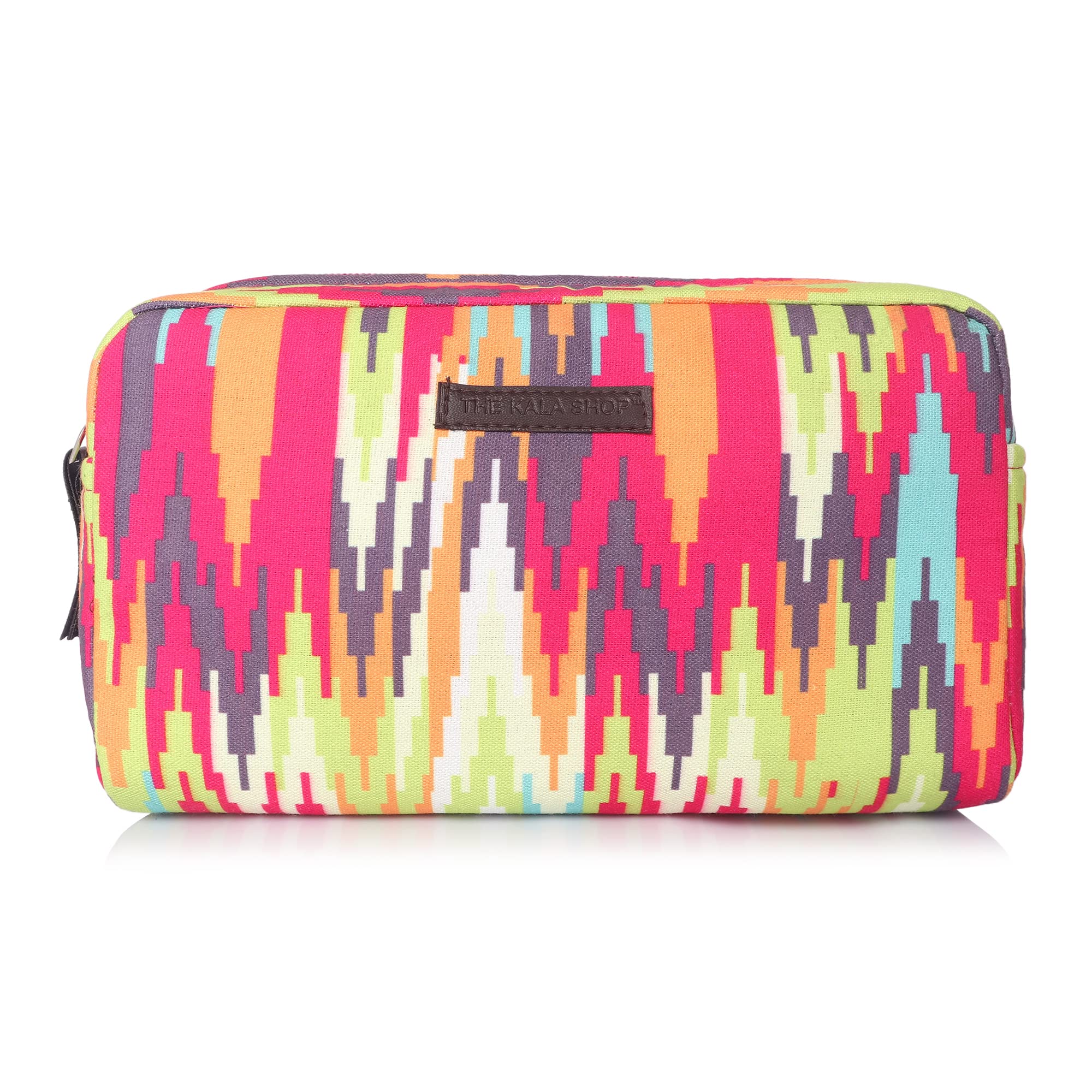 Vibrant Multi-Color Ikat Pattern Makeup Bag & Travel Organizer Pouch - Perfect for Cosmetics, Toiletries, Jewelry Storage & On-the-Go Essentials