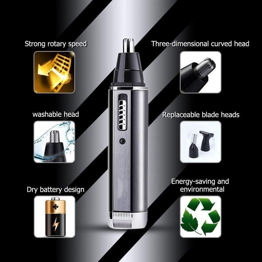 Professional Rechargeable Electric Nose & Ear Hair Trimmer for Men & Women - Waterproof Wet/Dry Facial Grooming Kit with Stainless Steel Rotary Head - Perfect for Travel, Home Use & Personal Grooming