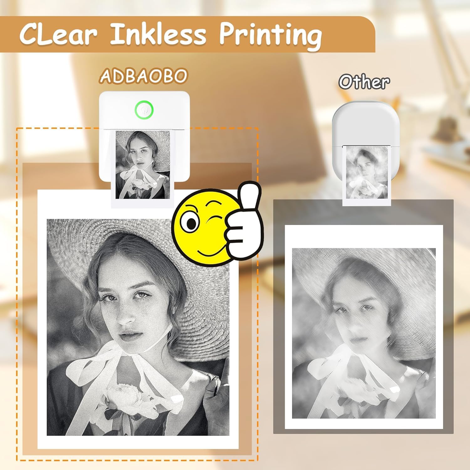 Mini Sticker Printer - Portable Thermal Printer for Phone & Tablet, 6 Roll Papers Included | Inkless Sticker Maker for Study Notes, DIY Crafts, Scrapbooking, Journals & Memos | Perfect for Students, Office & Home Organization (White)