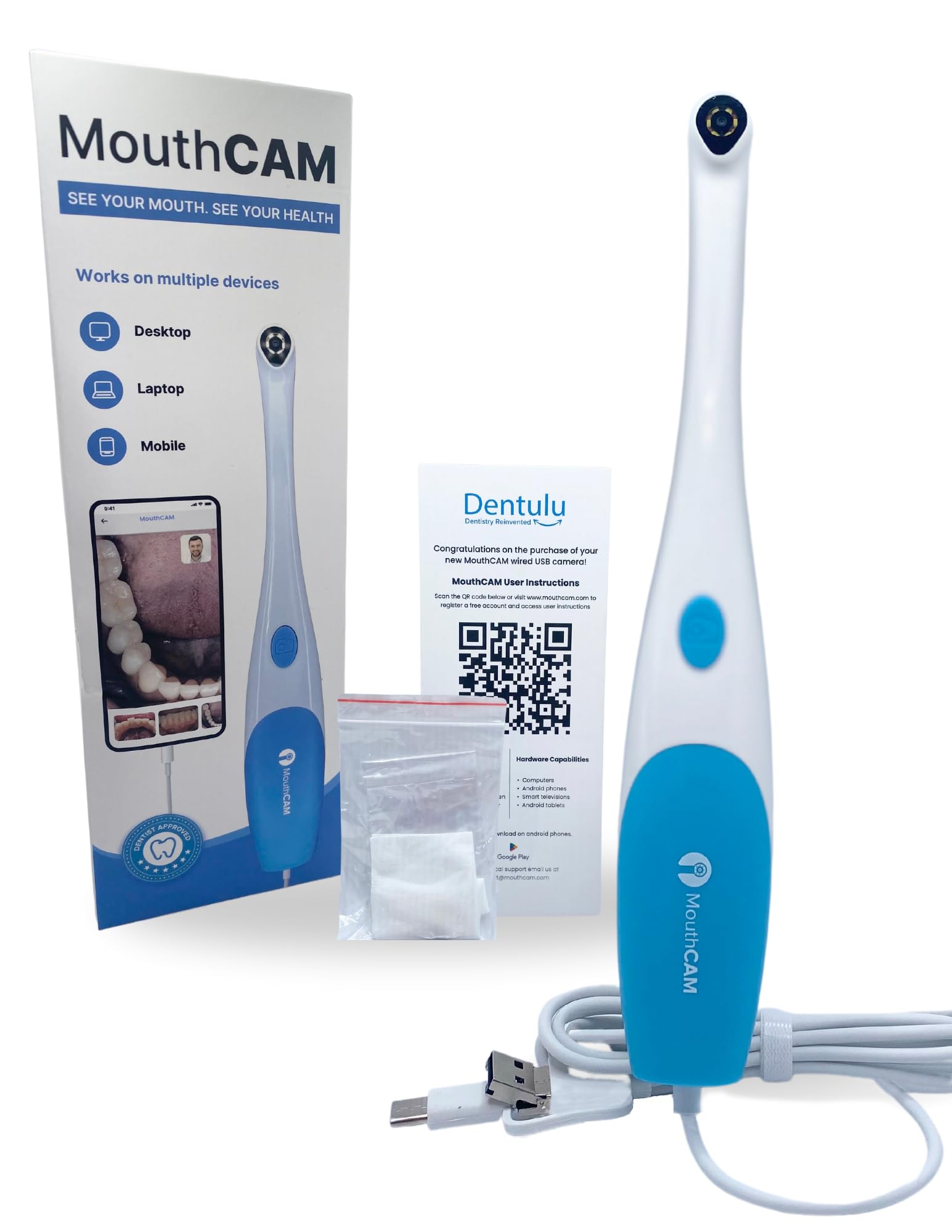 Dental Intraoral Camera for Dentists - High Resolution Oral Exam Camera for Teeth Inspection, Diagnosis & Treatment - Perfect for Dental Clinics, Orthodontics & Home Use
