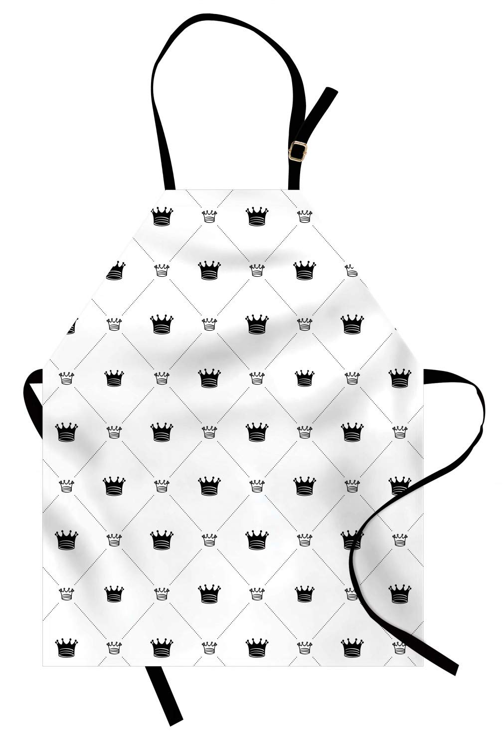 Ambesonne Abstract Apron - Black & White Diamond Check Design Symbolizing Power & Victory | Adjustable Unisex Kitchen Bib for Cooking, Baking & Gardening | Perfect for Adults, Chefs & Home Cooks