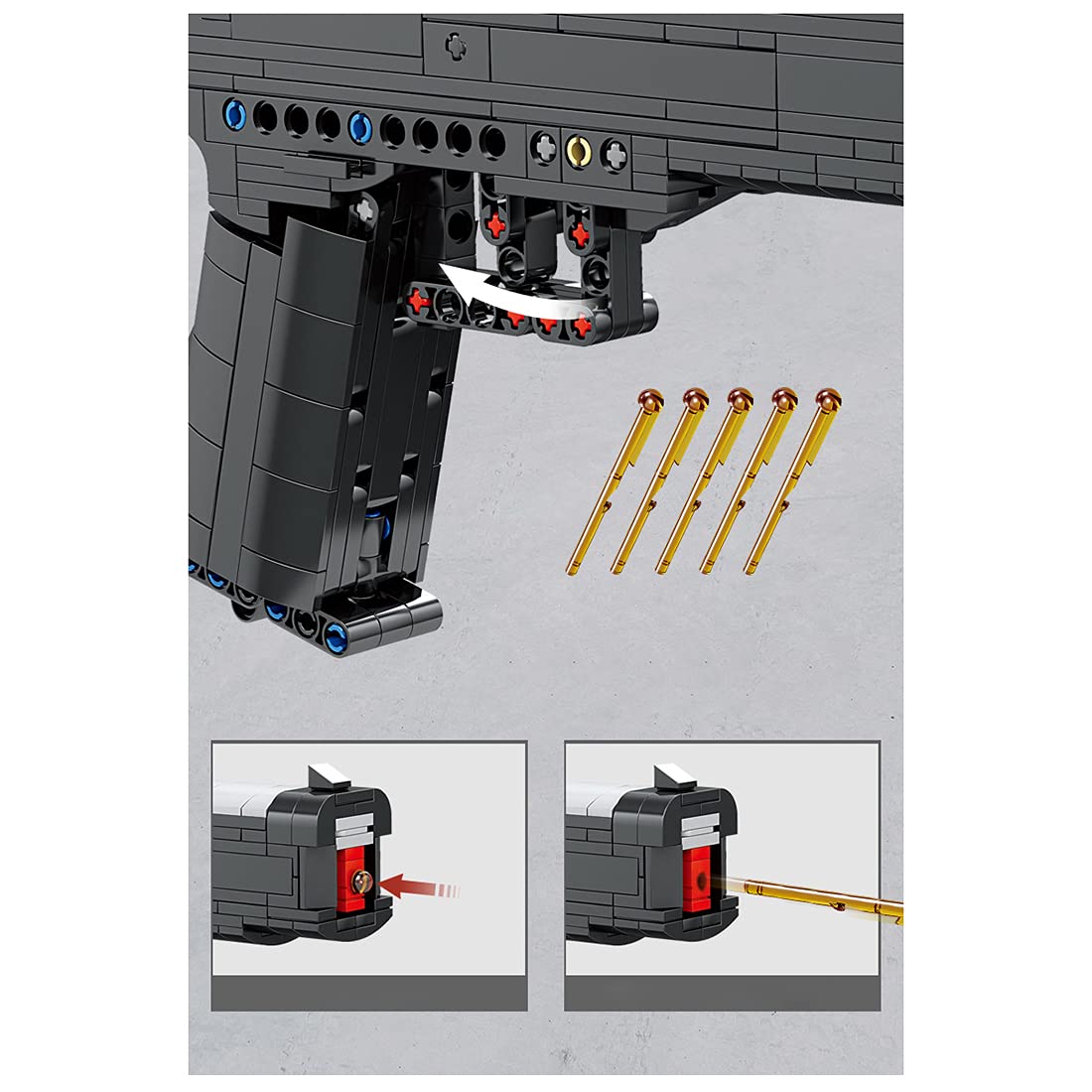 Audio Technics Simulated Shooting Toy Building Blocks - 353pcs B92 Gun Model (8.4 x 5.3 Inches) | Compatible with Lego Technic | STEM Educational Toy for Kids | Perfect for Creative Play & Collector's Display