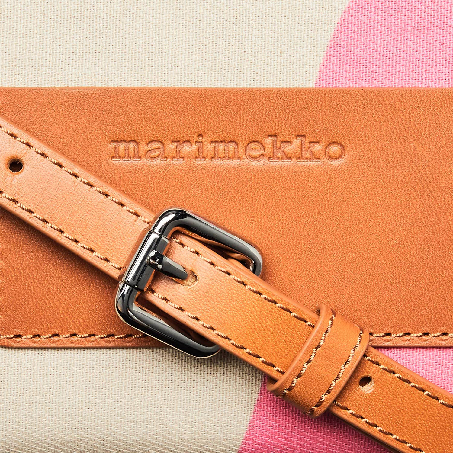 Marimekko SaloTaifuuni 49945 Women's Crossbody Shoulder Bag - Ivory & Pink Floral Print, Lightweight & Spacious, Adjustable Strap (One Size Fits Most) | Perfect for Work, Travel, Shopping & Everyday Use