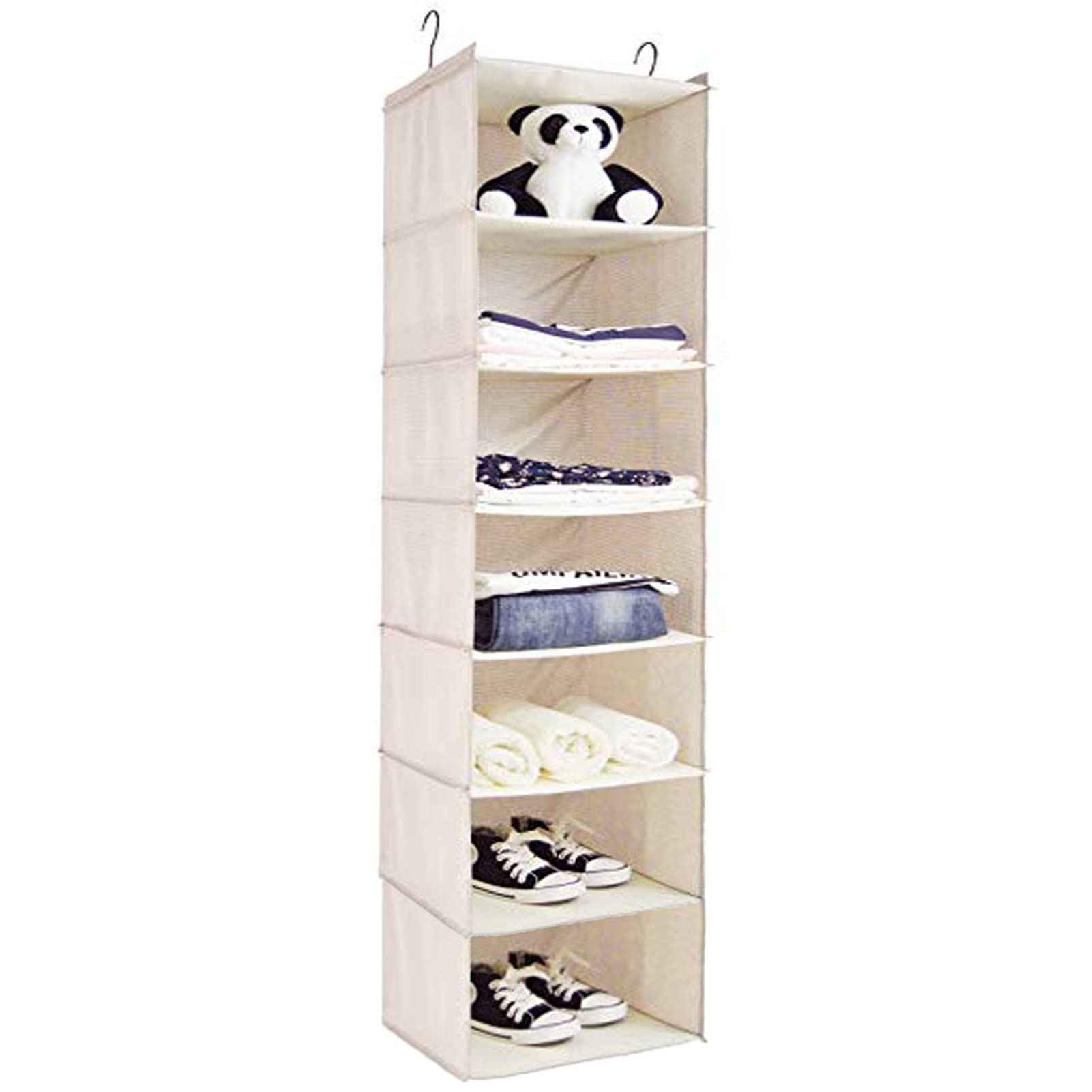 DonYeco 7-Tier Hanging Closet Organizer - Space Saving Storage Solution for Wardrobe, RV, Nursery & Baby Room - Perfect for Home, Camping & Travel Organization