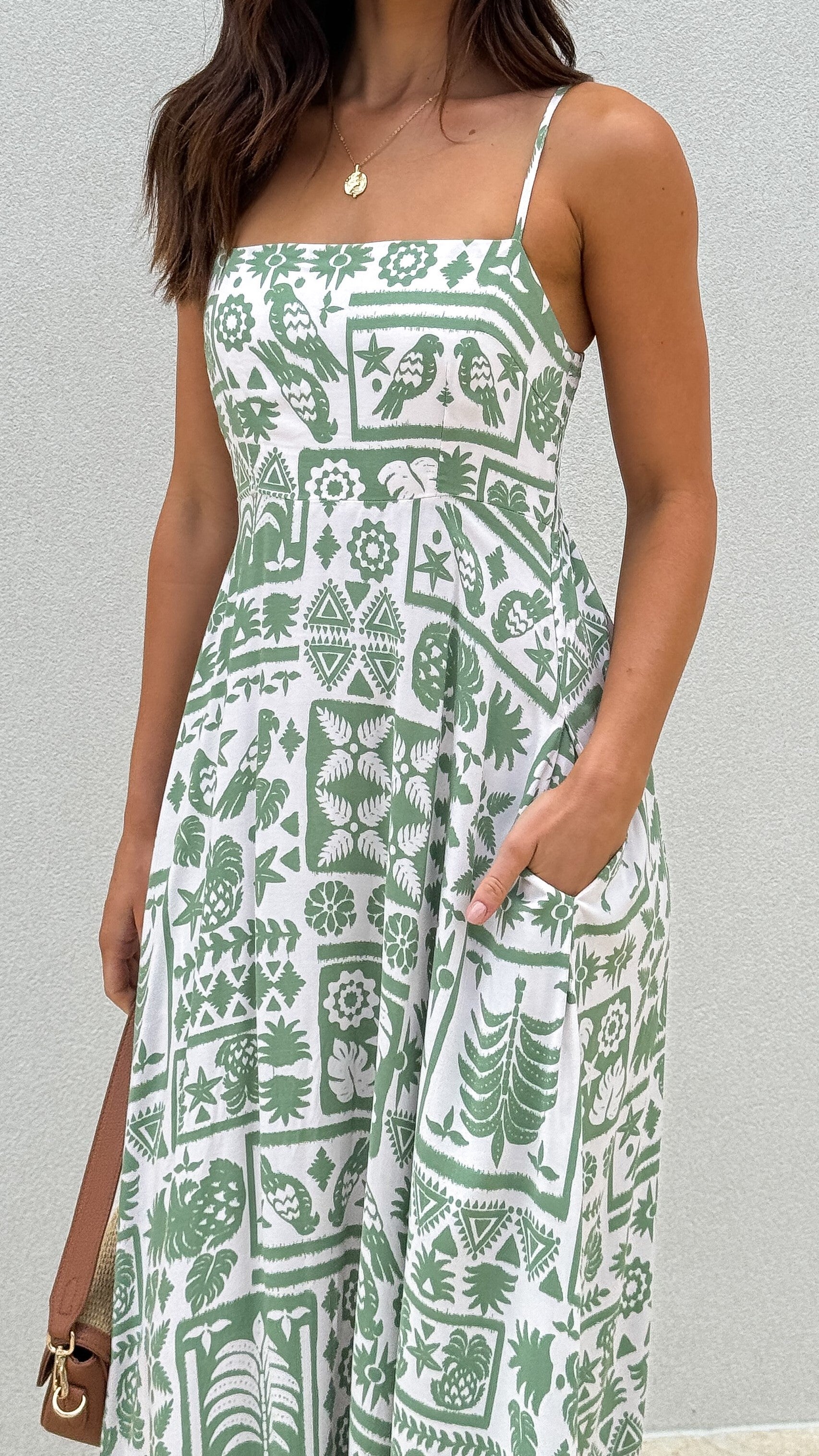 Jaylene Maxi Dress - Flowy Green Floral Print Summer Dress for Women | Perfect for Beach Vacations, Parties & Casual Outings