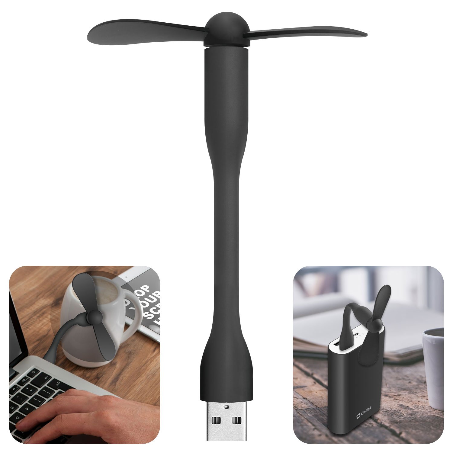 USB-A Port Fan - Portable Compact USB Fan for Laptop, Desktop & Travel | Lightweight Mini USB Fan with Flexible Arm | Perfect for Office, Home & Outdoor Use