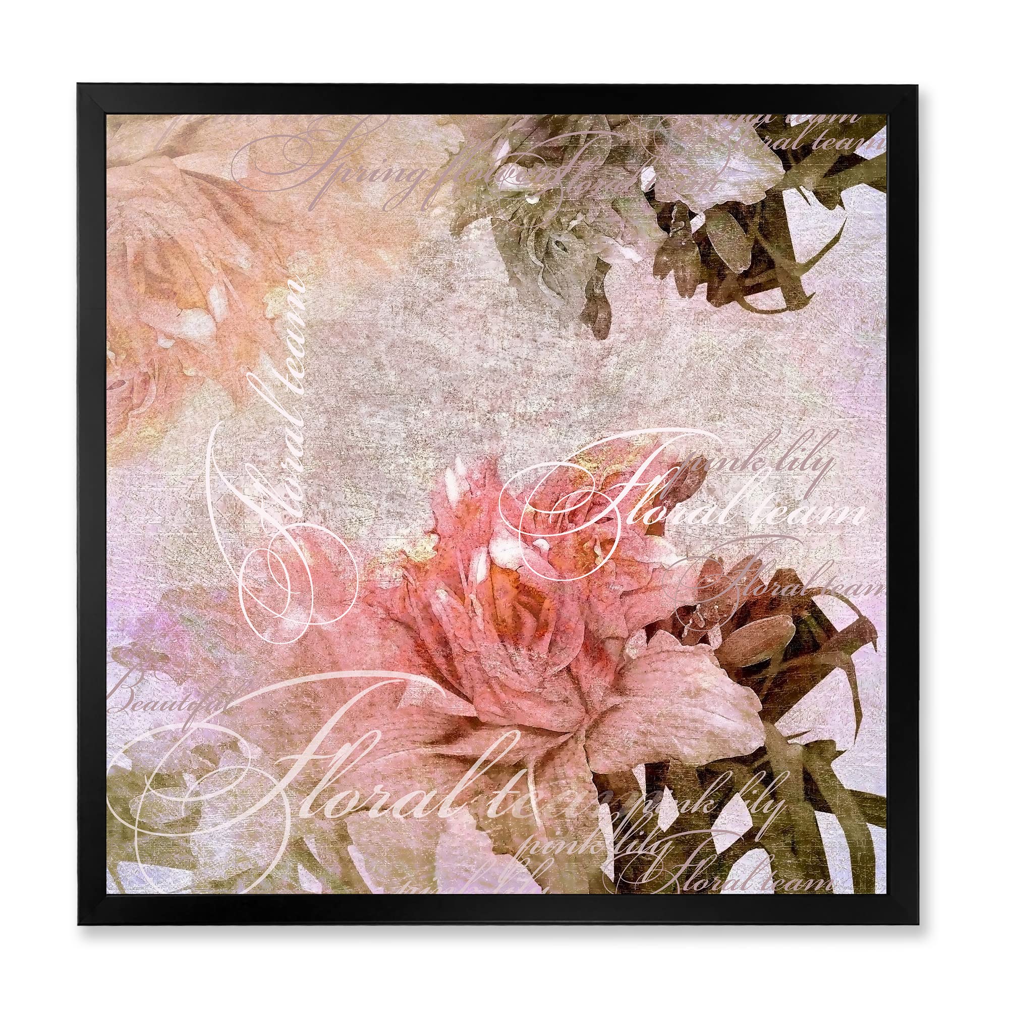 Vintage Floral Framed Wall Art - Pastel Color Traditional Home Decor for Living Room, Bedroom & Office | Hand-Painted Canvas Painting