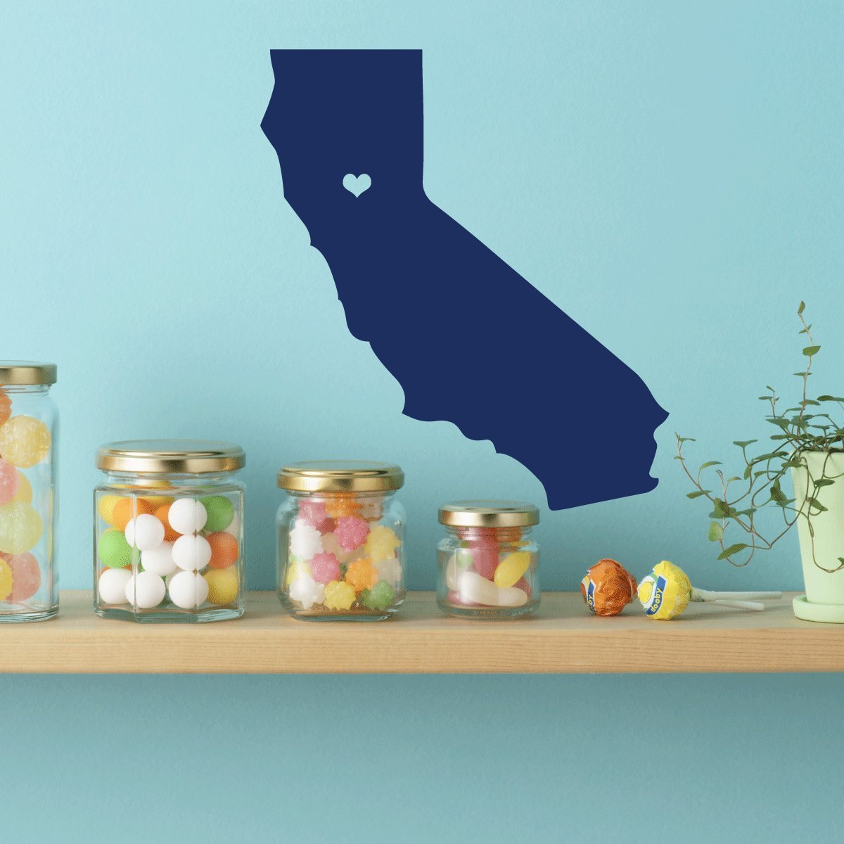 California State Decal with Heart - Premium Vinyl Wall Art Sticker for Home, Bedroom, Living Room Decor - Perfect for DIY Home Decoration, Housewarming Gifts & Nursery Wall Art