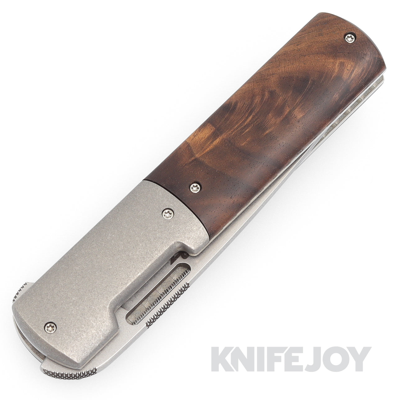 Brad Zinker DZ 3Way Flipper Knife - Stonewashed CPM 154 Drop Point Blade with Titanium Bolsters & Walnut Scales - EDC, Outdoor Survival, Camping & Tactical Gear