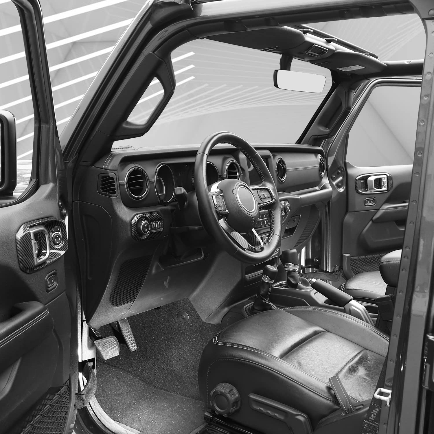 Carbon Fiber Interior Trim Kit for Jeep Wrangler JL/JLU & Gladiator JT (2018-2023) - 21pcs Dashboard Accessories | Upgrade Your Ride's Style & Protection for Off-Road Adventures