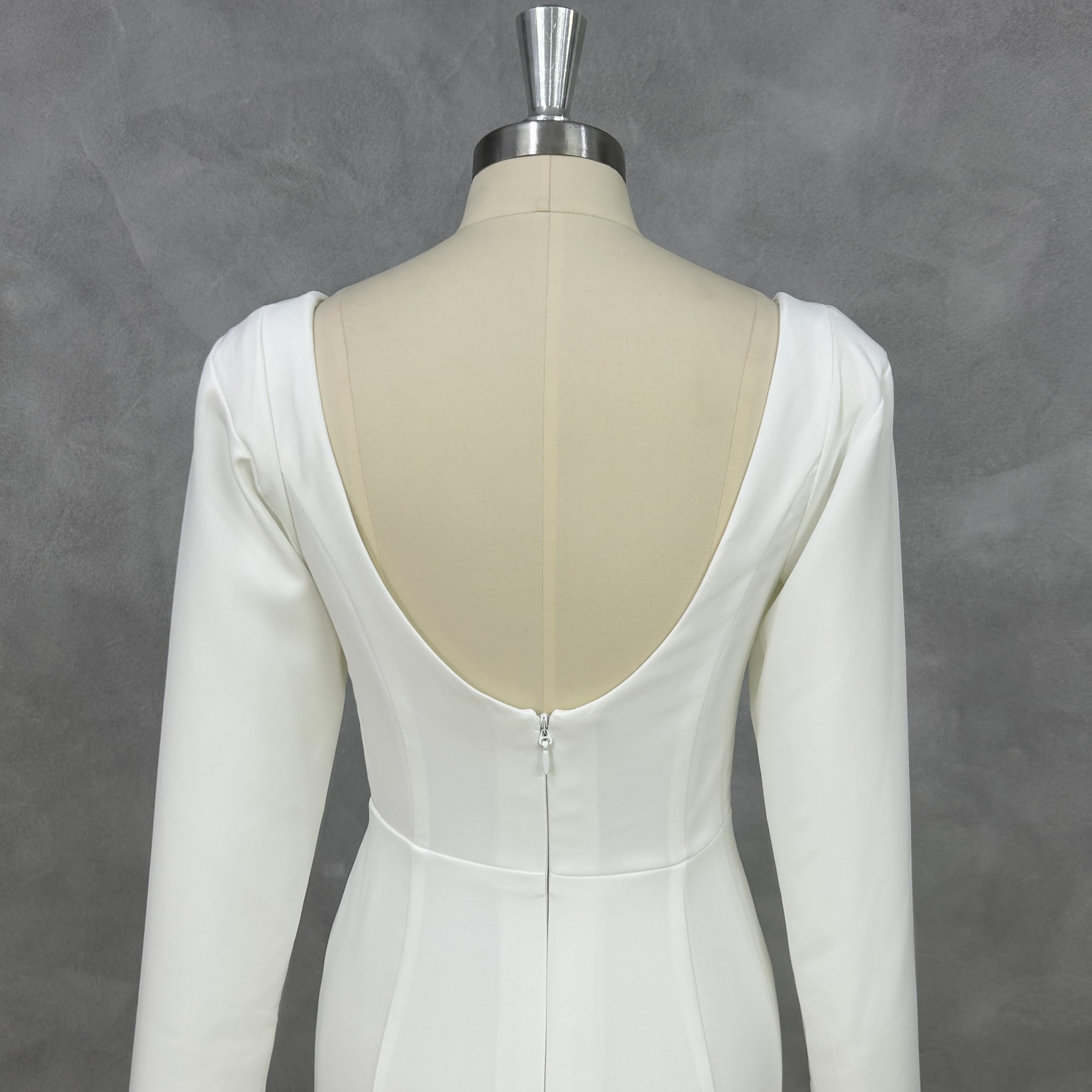 Elegant Long Sleeve Mermaid Wedding Dress - Satin Square Neck Evening Gown with Train for Women | Perfect for Bridal, Formal Parties & Special Occasions