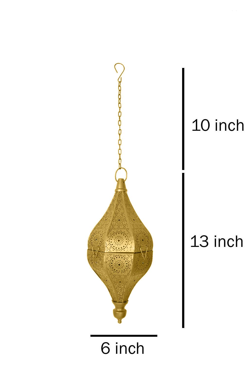 Indian Moroccan Mosaic Swag Plug-in Chandelier - Gold Ceiling Hanging Pendant Lamp for Living Room, Bedroom & Dining Room Decor