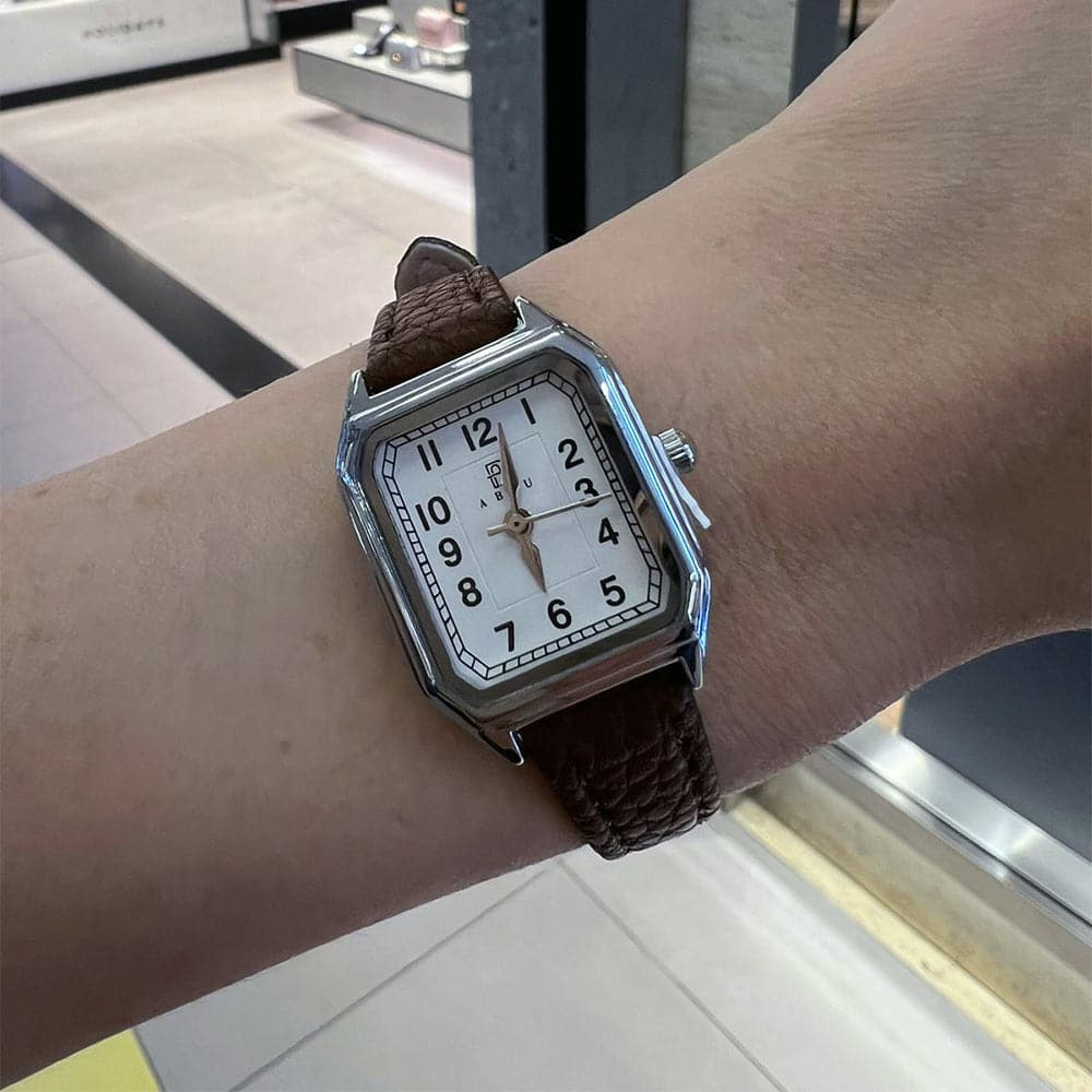 Elegant Analog Brown Leather Strap Women's Watch AB 6111 2TR W - Perfect for Office Wear, Business Meetings & Formal Occasions