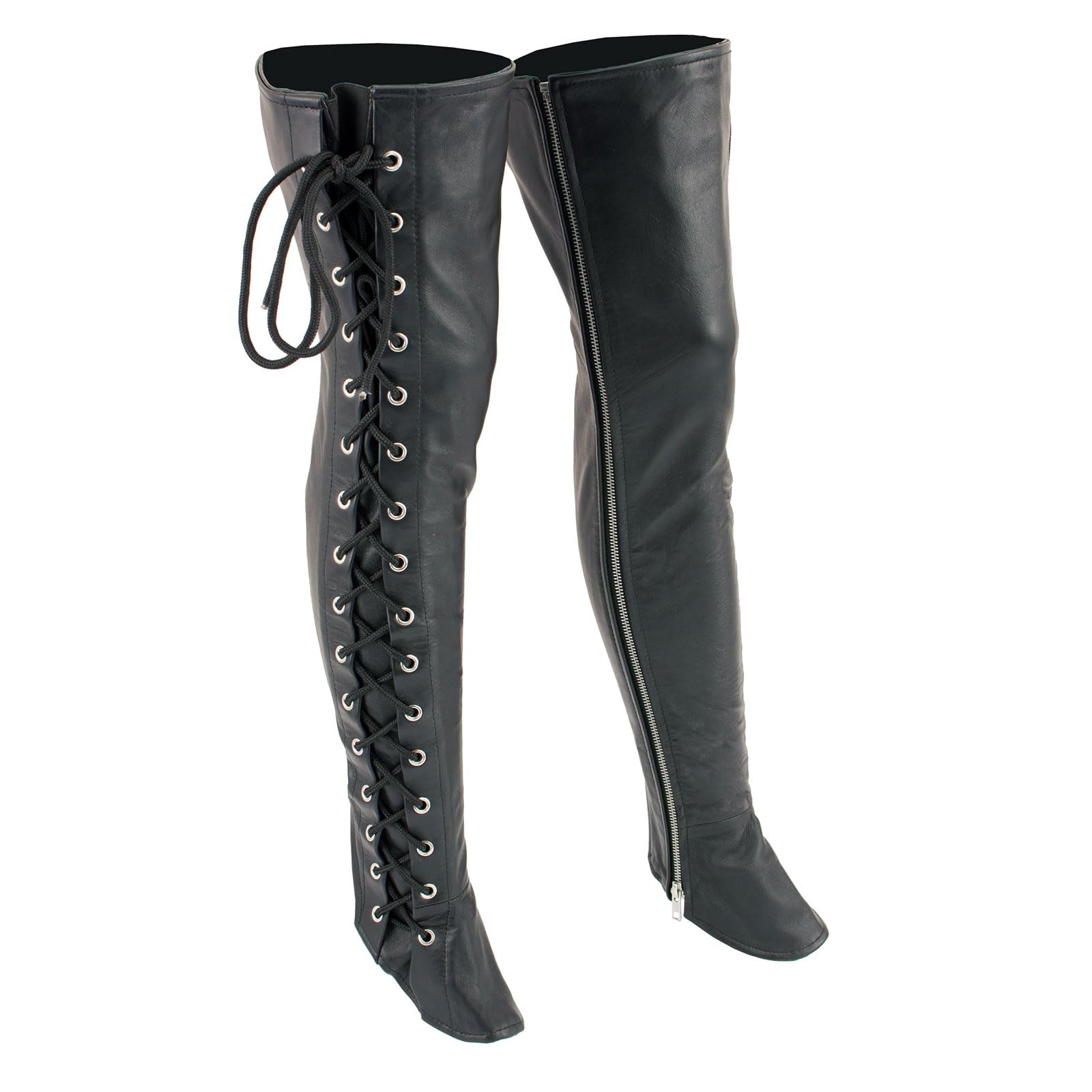 Milwaukee Leather LKL6760 Women's Black Thigh High Leather Side Lace Leggings - Stylish & Comfortable Faux Leather Pants for Night Out, Party & Fashion Wear
