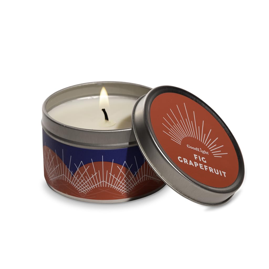 Eco-Friendly Paraffin-Free Scented Candle in Tin - 30 Hour Burn Time, Fig Grapefruit Aroma (6 oz) | Perfect Birthday Gift for Women & Men, Home Decor, Romantic Dinner, Relaxation & Spa Nights