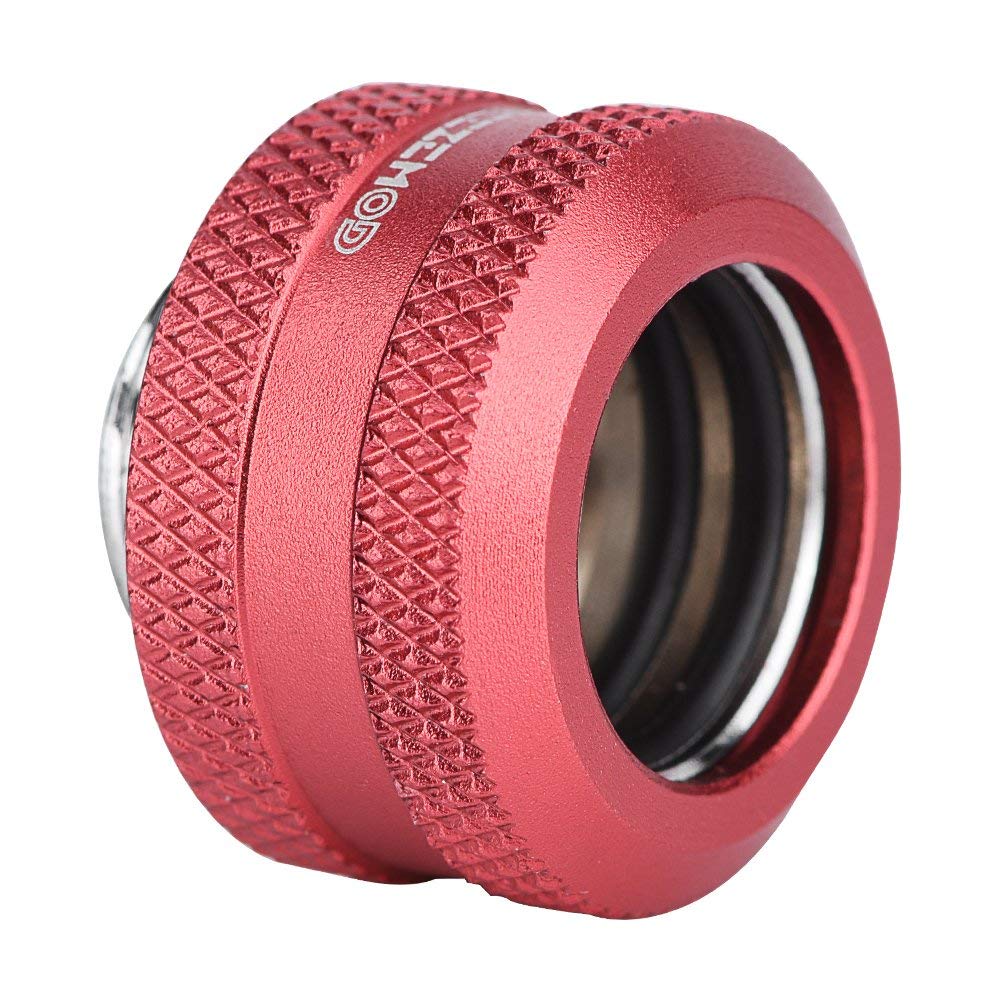 4Pcs Brass PC Water Cooling Fittings with Triple-Layer Sealing Rings for 16mm OD Acrylic Tubes - Computer Liquid Cooling System Accessories (Red) - Perfect for Custom Gaming PC Builds & High-Performance Cooling Setups