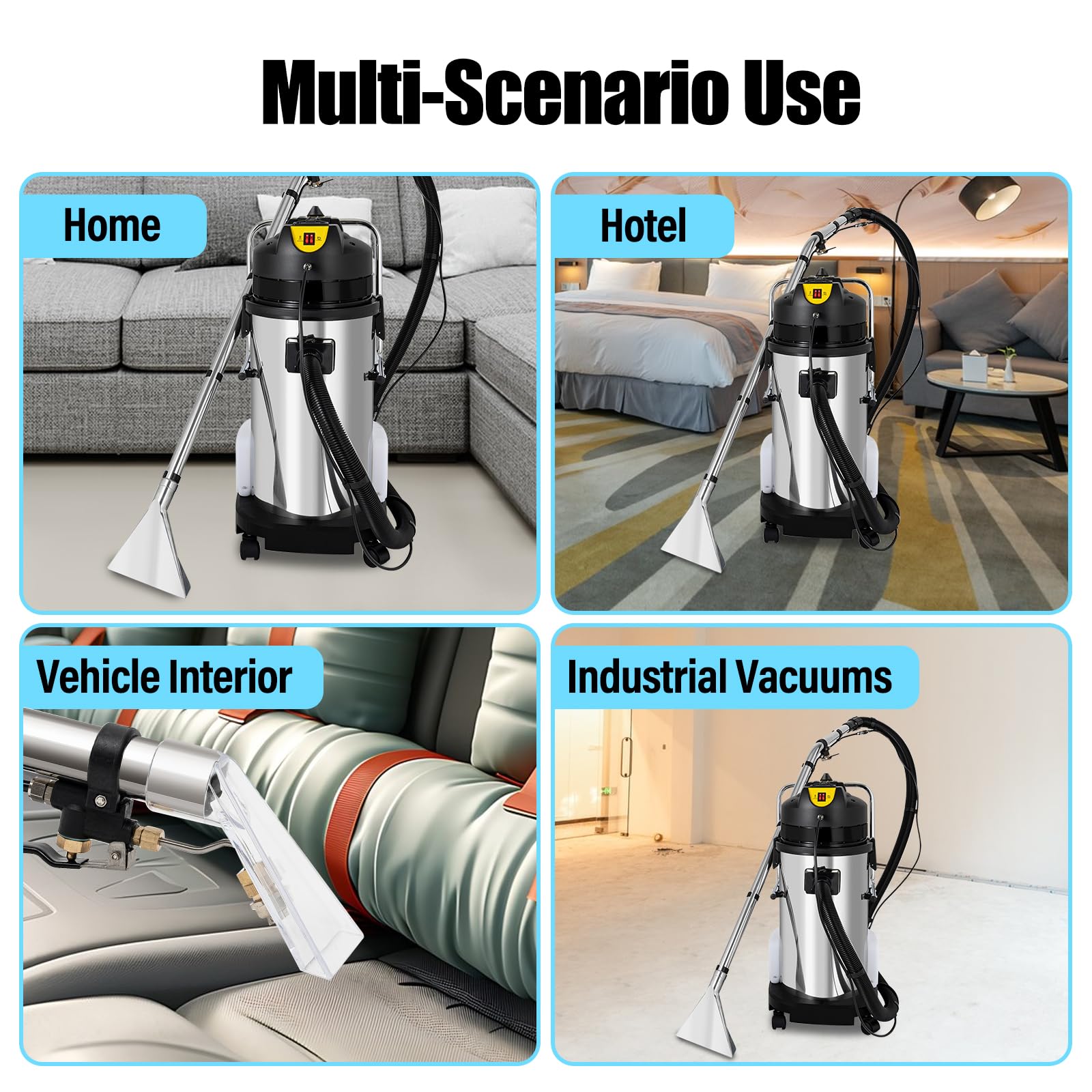 11Gal Commercial Carpet Cleaning Machine - 3-in-1 Carpet Extractor, Sprayer & Vacuum Washer with 1000W Motor & 40L Tank for Deep Cleaning Carpets, Upholstery & Auto Detailing | Perfect for Hotels, Offices & Car Wash Businesses
