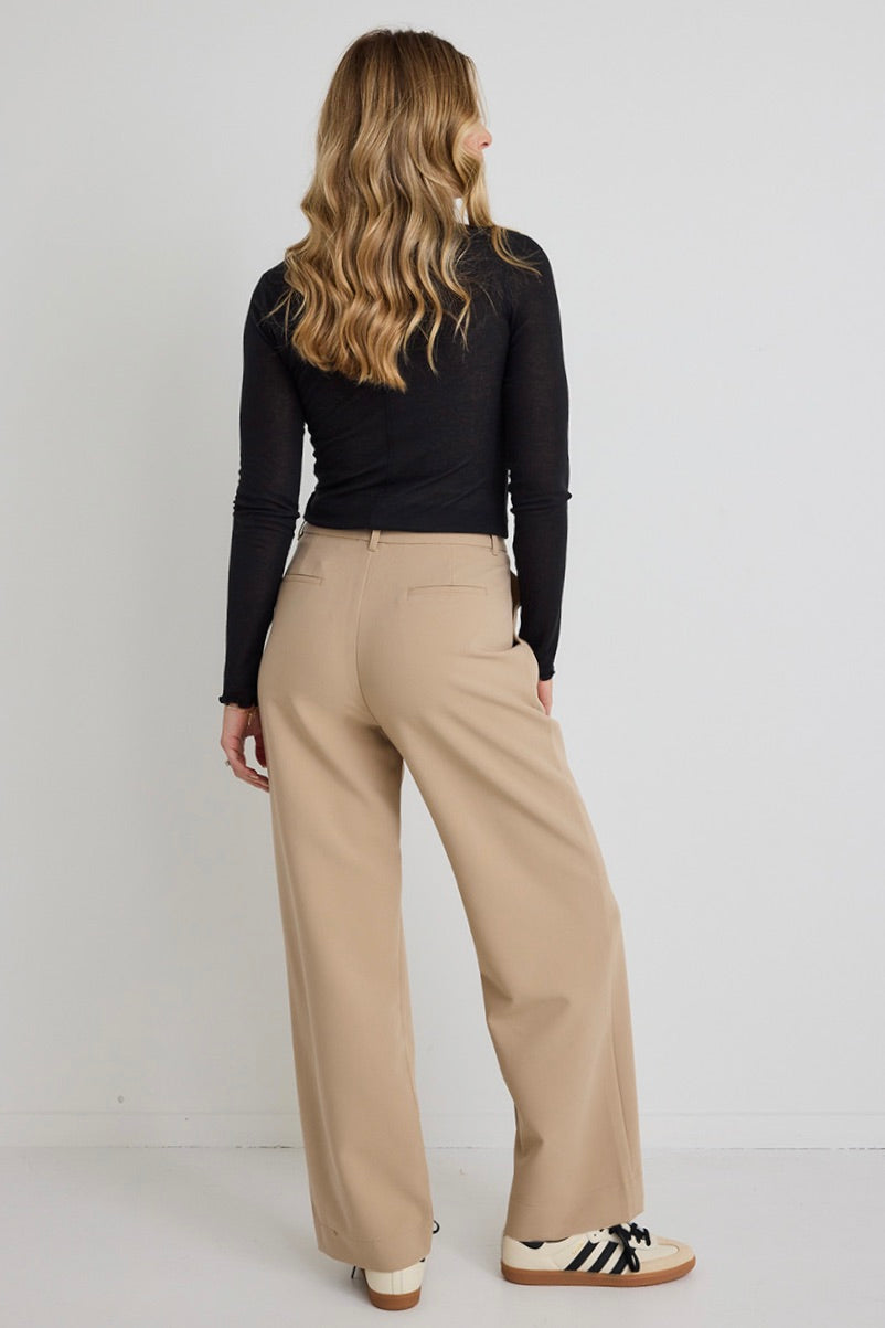 Sister Camel Textured Wide Leg Pants for Women - High Waisted Comfortable Lounge Pants - Perfect for Yoga, Travel, and Casual Wear