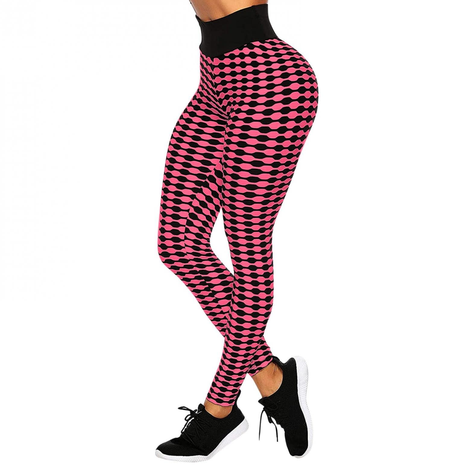 Women's High Waist Yoga Pants with Pockets - Jacquard Bubble Butt Lift Leggings for Running, Workout & Tummy Control - Perfect for Gym, Yoga & Everyday Wear