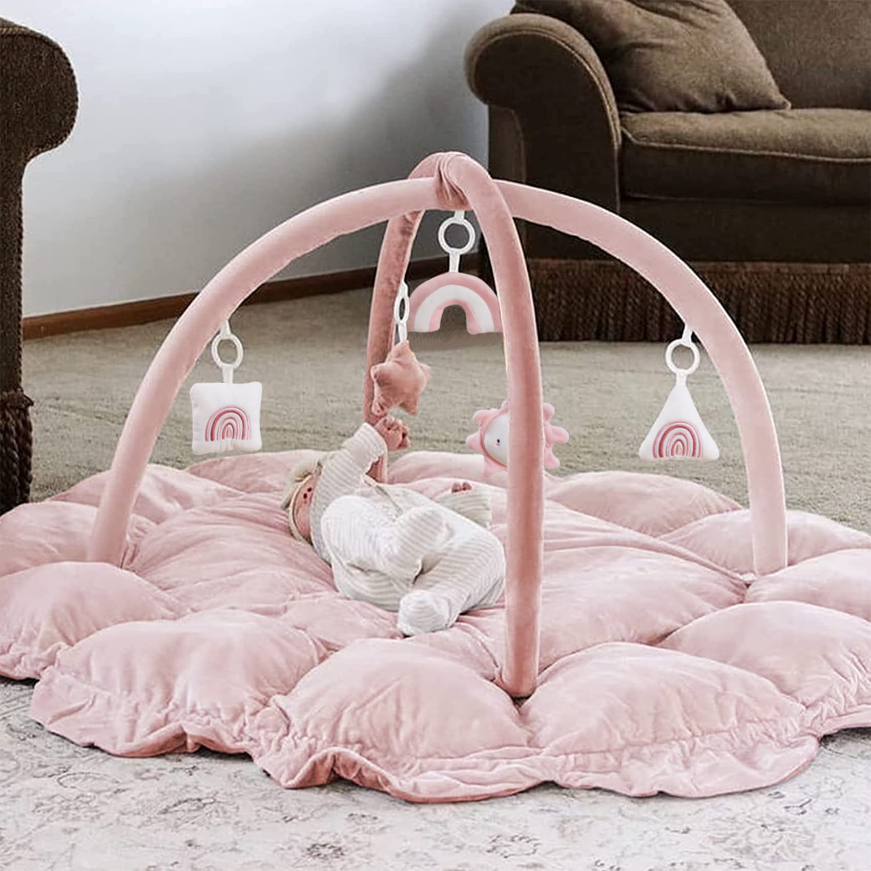 5-in-1 Baby Play Gym & Mat with Toys - for Tummy Time & Pet Bed - Cloudico