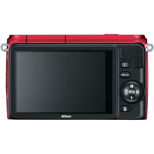 Nikon 1 S1 Compact Mirrorless Digital Camera with 11-27.5mm Lens - 14.2MP, Full HD Video, WiFi - Perfect for Travel Photography & Vlogging (Red)