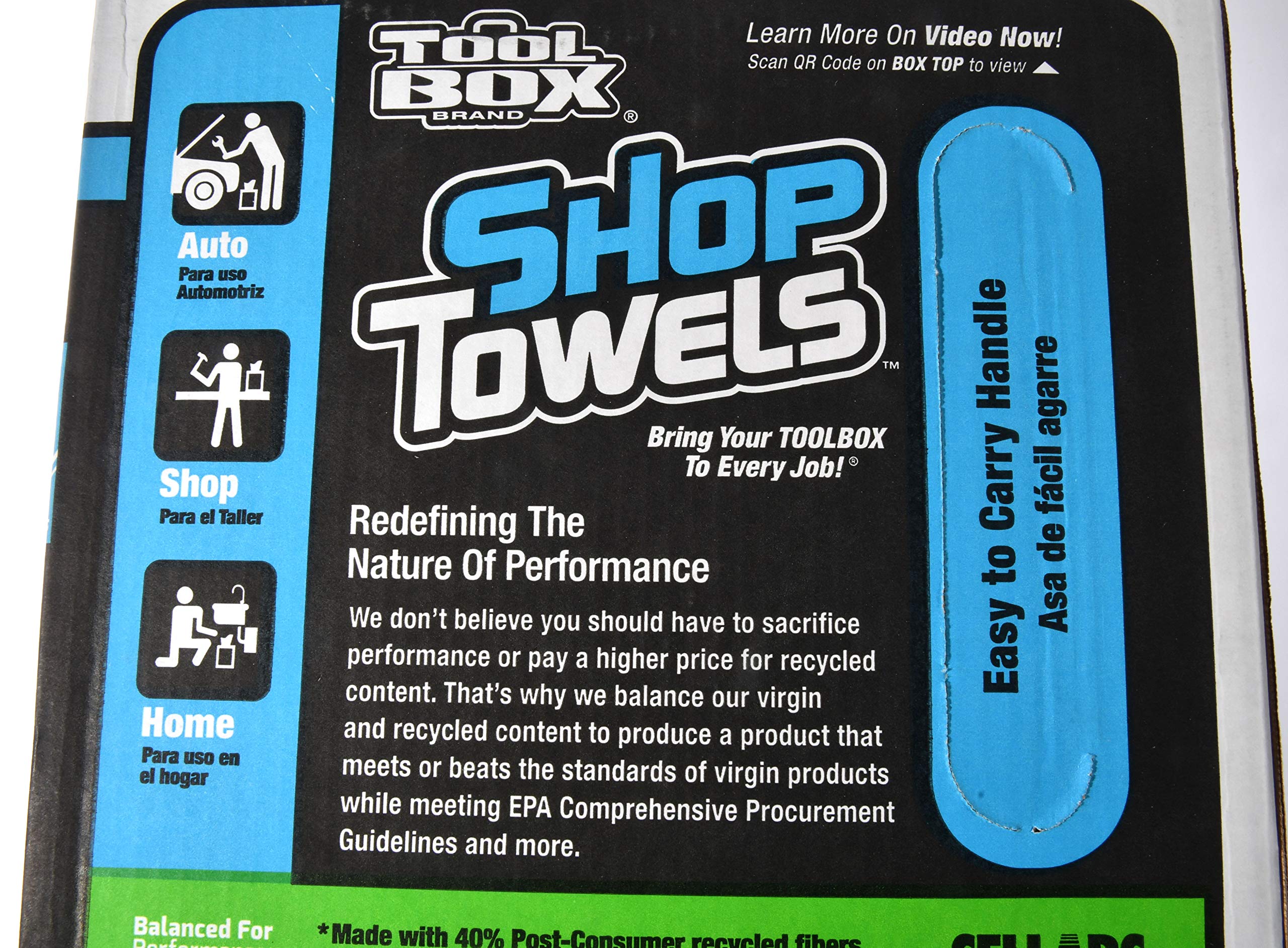 TOOLBOX Z400 Center Pull Shop Towels - 200 Pack Industrial Strength Cleaning Wipes for Garage, Workshop & Auto Repair | 1 Count Box (200 Towels) - Heavy Duty Absorbent Rags for Mechanics, DIY & Commercial Use