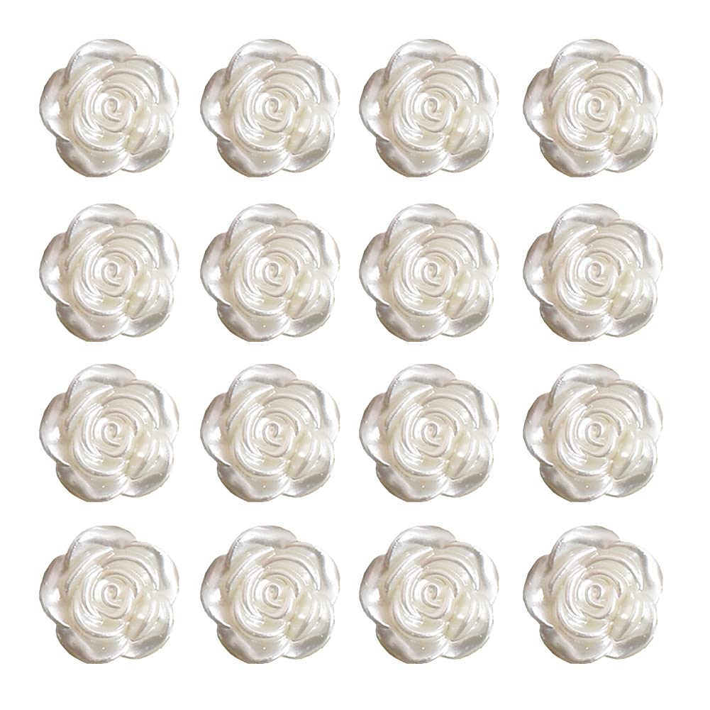 100 Pcs White Resin Rose Flower Flatback Buttons - 1.9cm No Hole Cabochons for Jewelry Making, Scrapbooking, DIY Crafts - Perfect for Wedding Decor, Hair Accessories, and Home Decoration