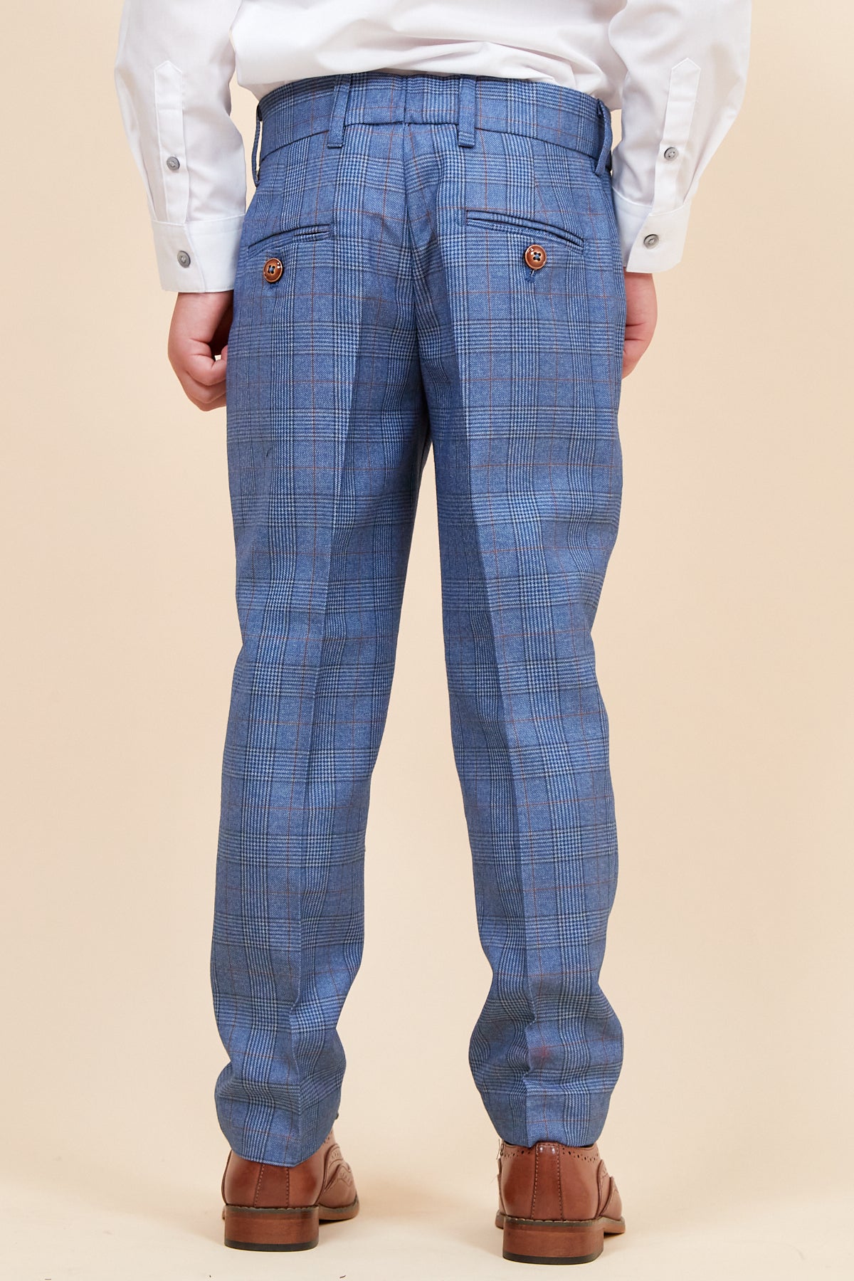 GEORGE Kids' Light Blue Checkered 3-Piece Suit Set - Formal Wear for Boys, Special Occasions & Family Photos
