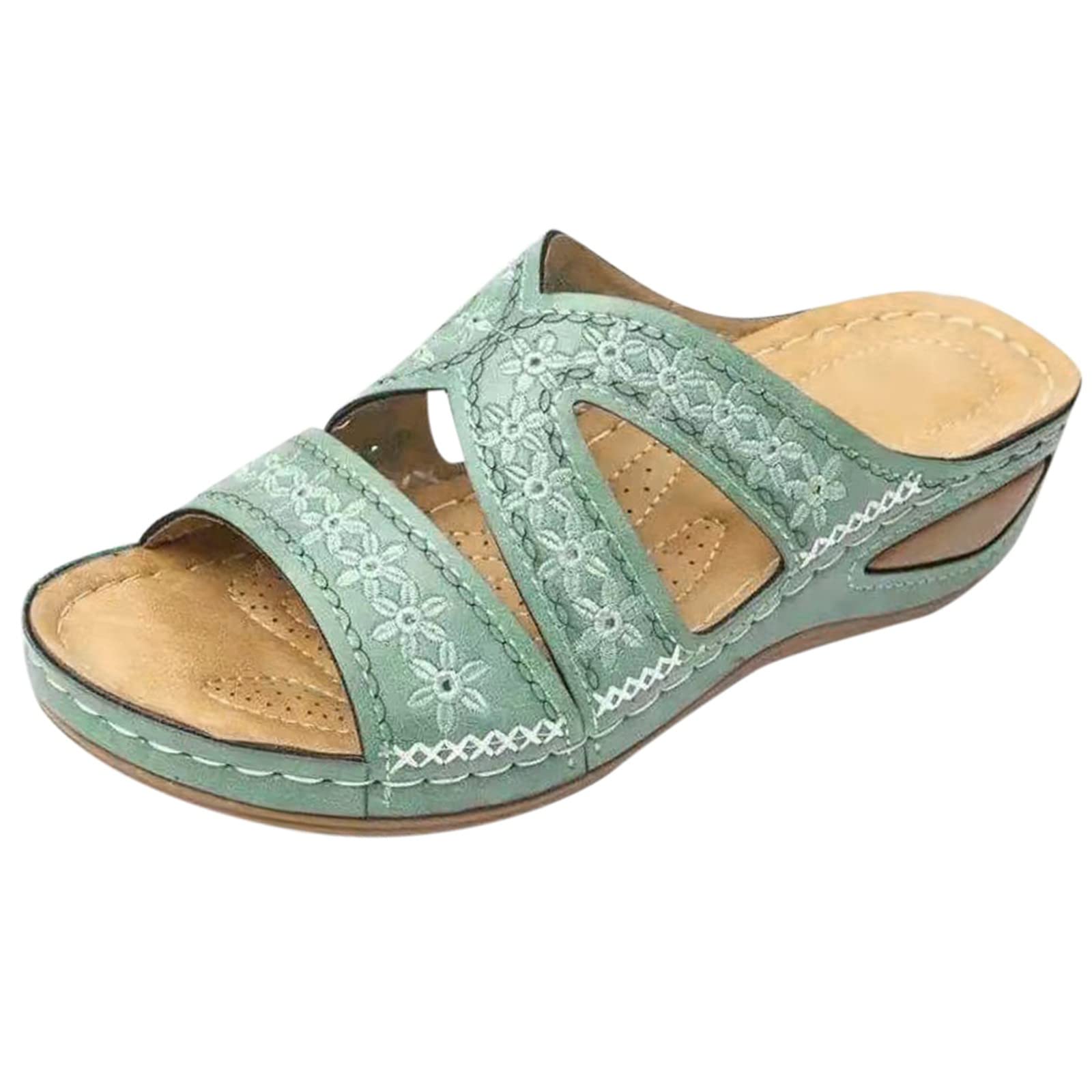 Women's Wedge Sandals - Low Heel Roman Style with Elastic Strap & Breathable Fish Mouth Design | Thick Sole Comfortable Casual Beach Shoes | Perfect for Summer Outings, Vacations & Daily Wear | Size 5