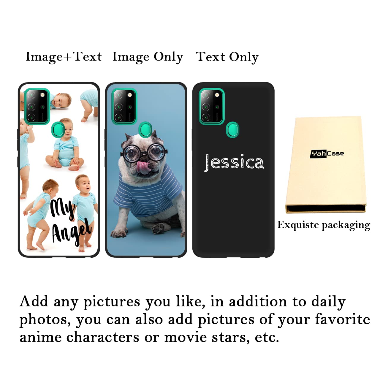 Custom Personalized Photo & Text Name Phone Case for BLU G91/V91 - Anti-Scratch Soft TPU Protective Cover (Black) - Perfect Gift for Birthday, Anniversary & Daily Protection