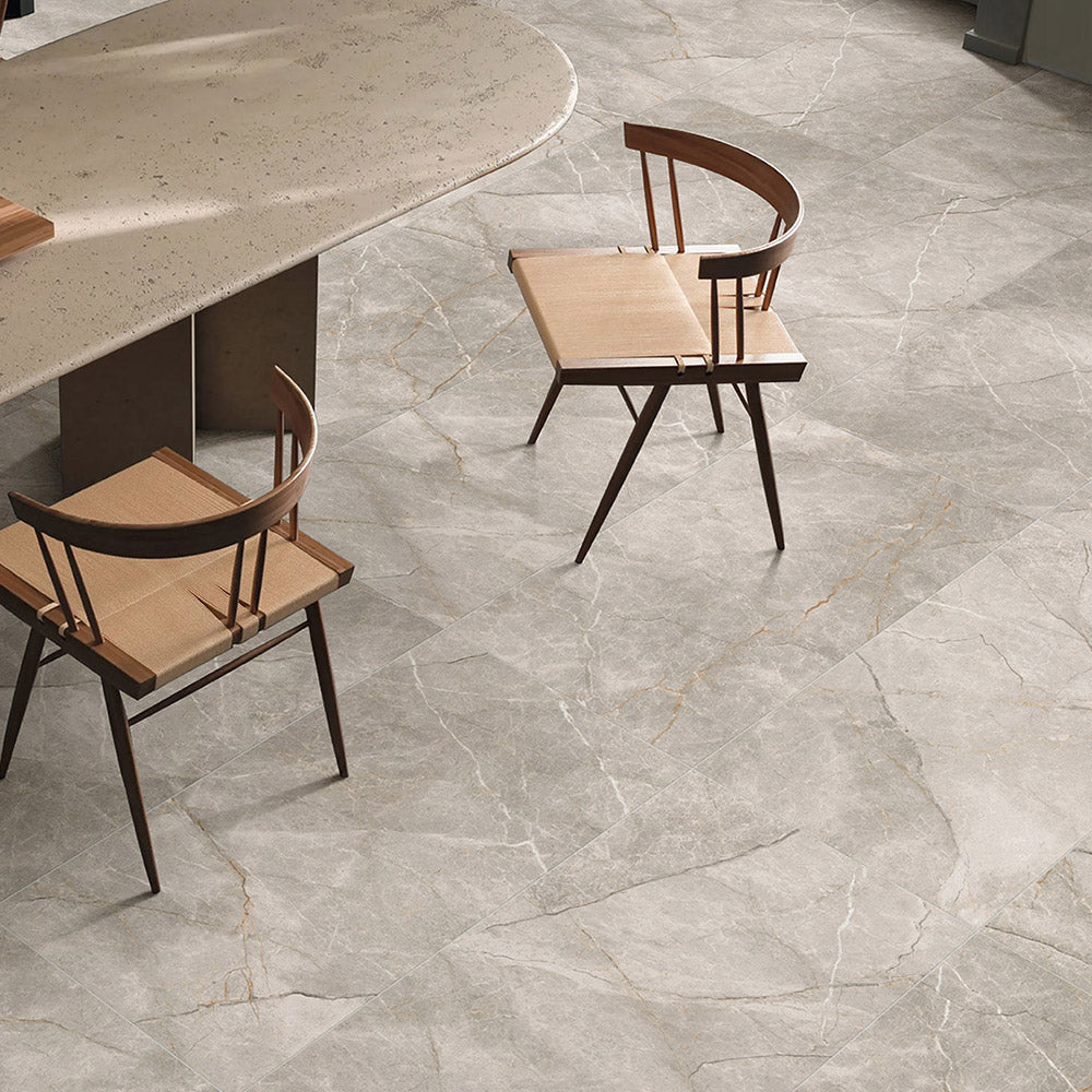 Premium Adelaide Taupe 600x600mm Matte Porcelain Tile - Natural Marble Look Floor & Wall Tile for Living Room, Kitchen, Bathroom Renovation