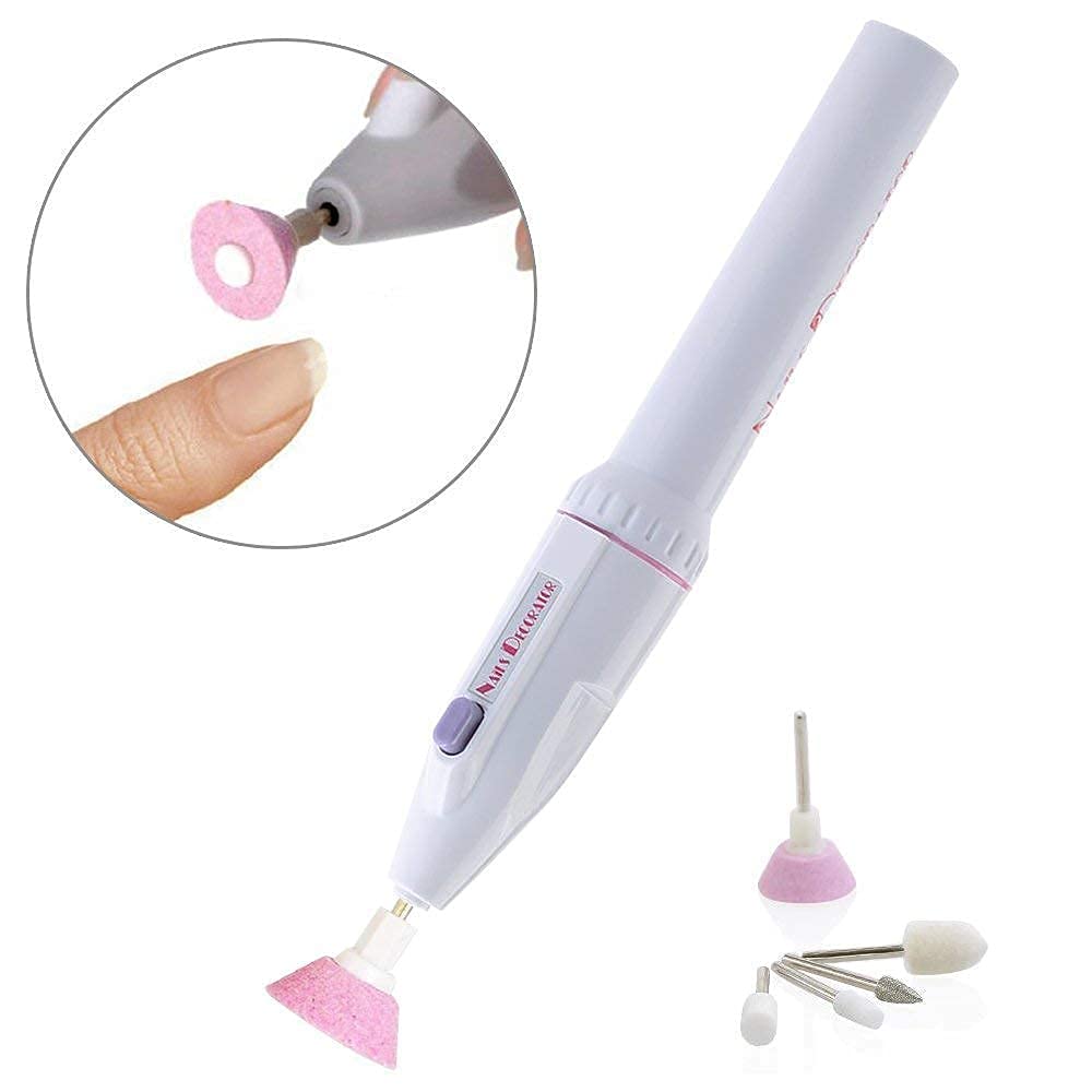 Homaxa 5-in-1 Electric Nail Drill Kit with Gel Tips - Professional Manicure & Pedicure Set for Salon & Home Use - Nail Polish Art Grooming Machine (White)