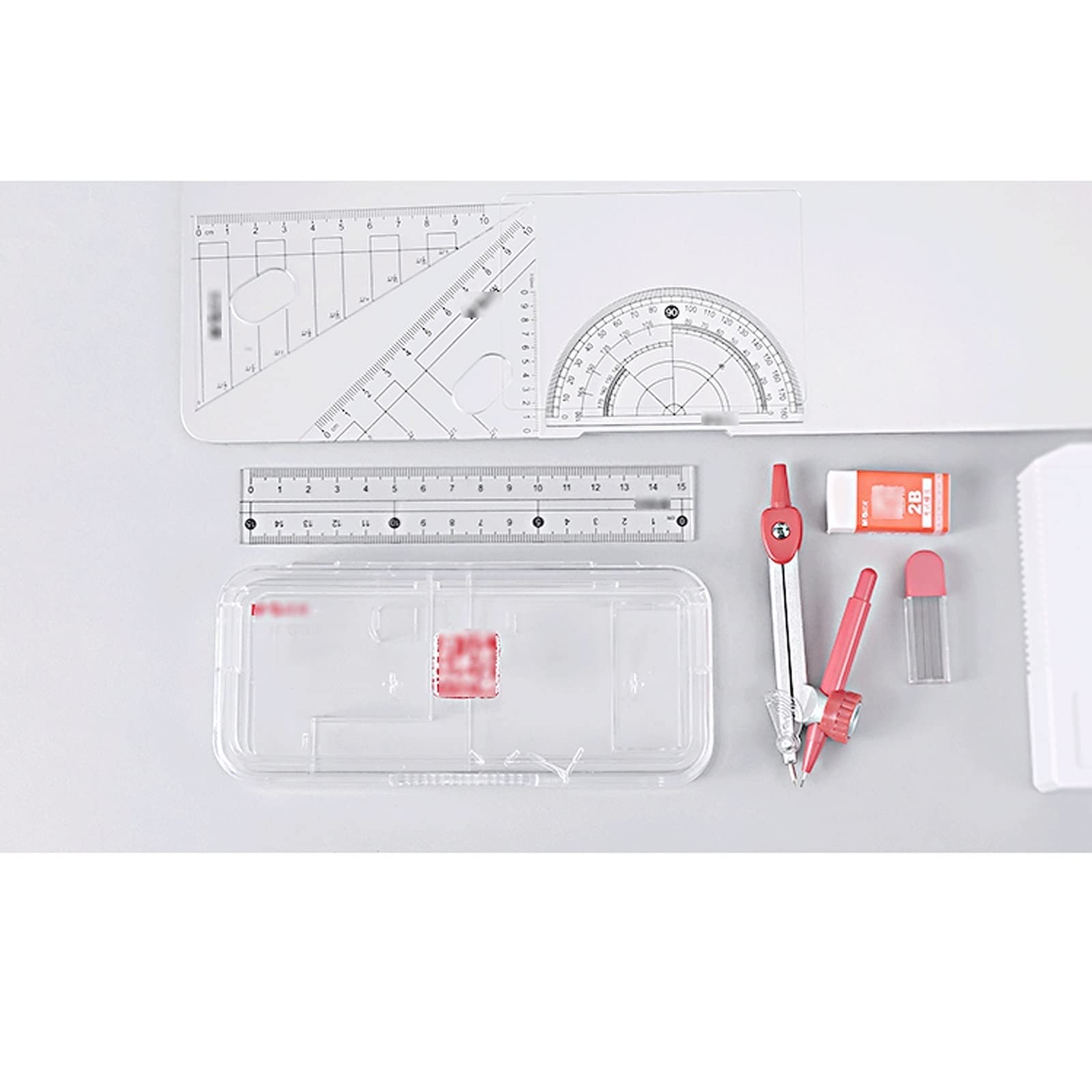 7-Piece Metal Drafting Compass Set for Drawing, Math & Geometry - Precision School & Office Supplies for Students, Engineers & Carpenters (Red) - Perfect for Technical Drawings, Woodworking & Classroom Projects